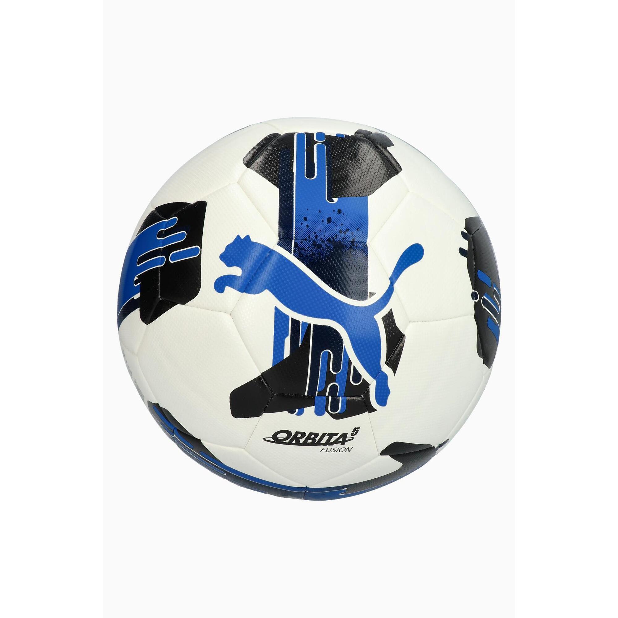 Piłka nożna Puma Orbita 5 Fusion biało-niebiesko-czarna 84331 05