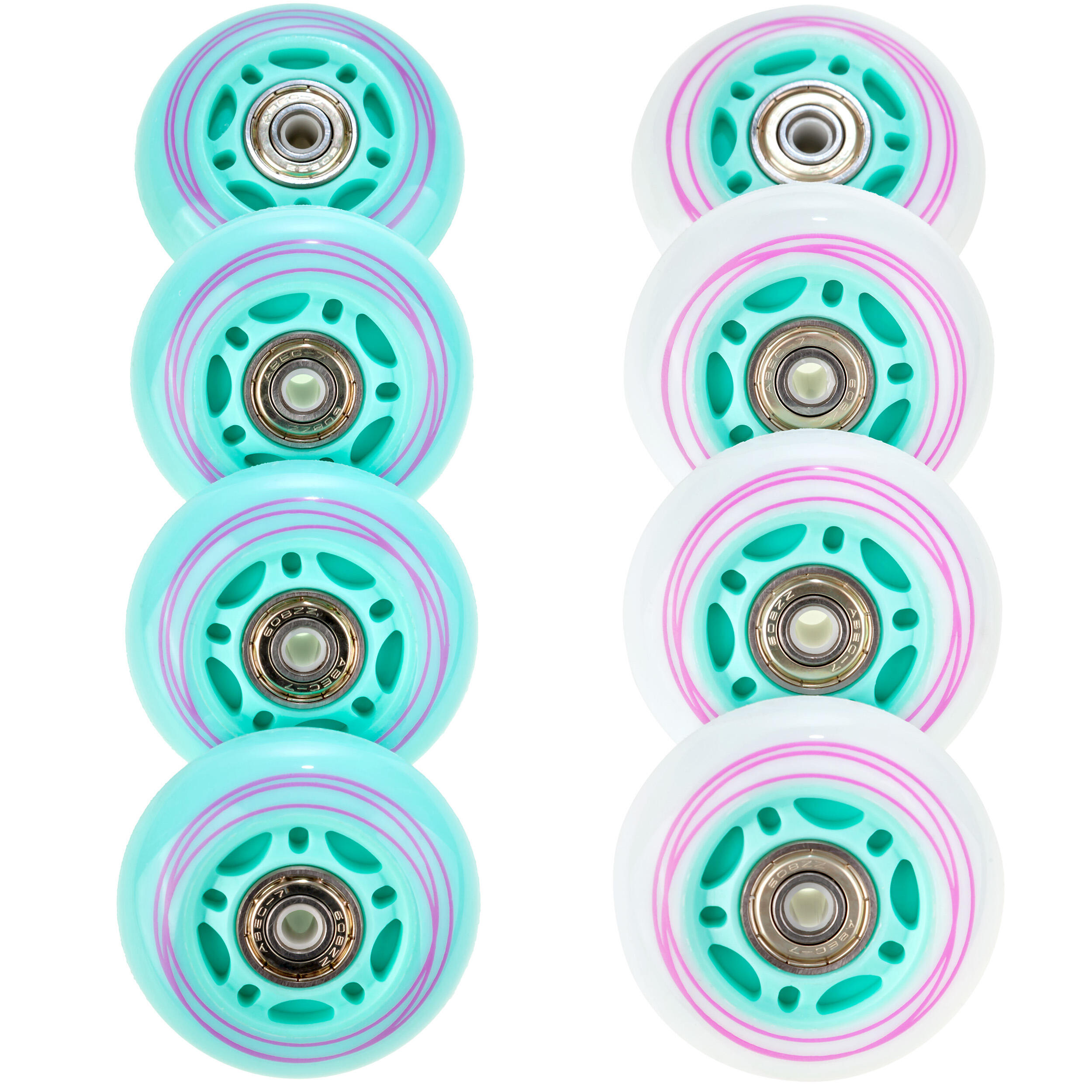 8x Świecące kółka LED + łożyska do rolek Raven Loret 64mm PU