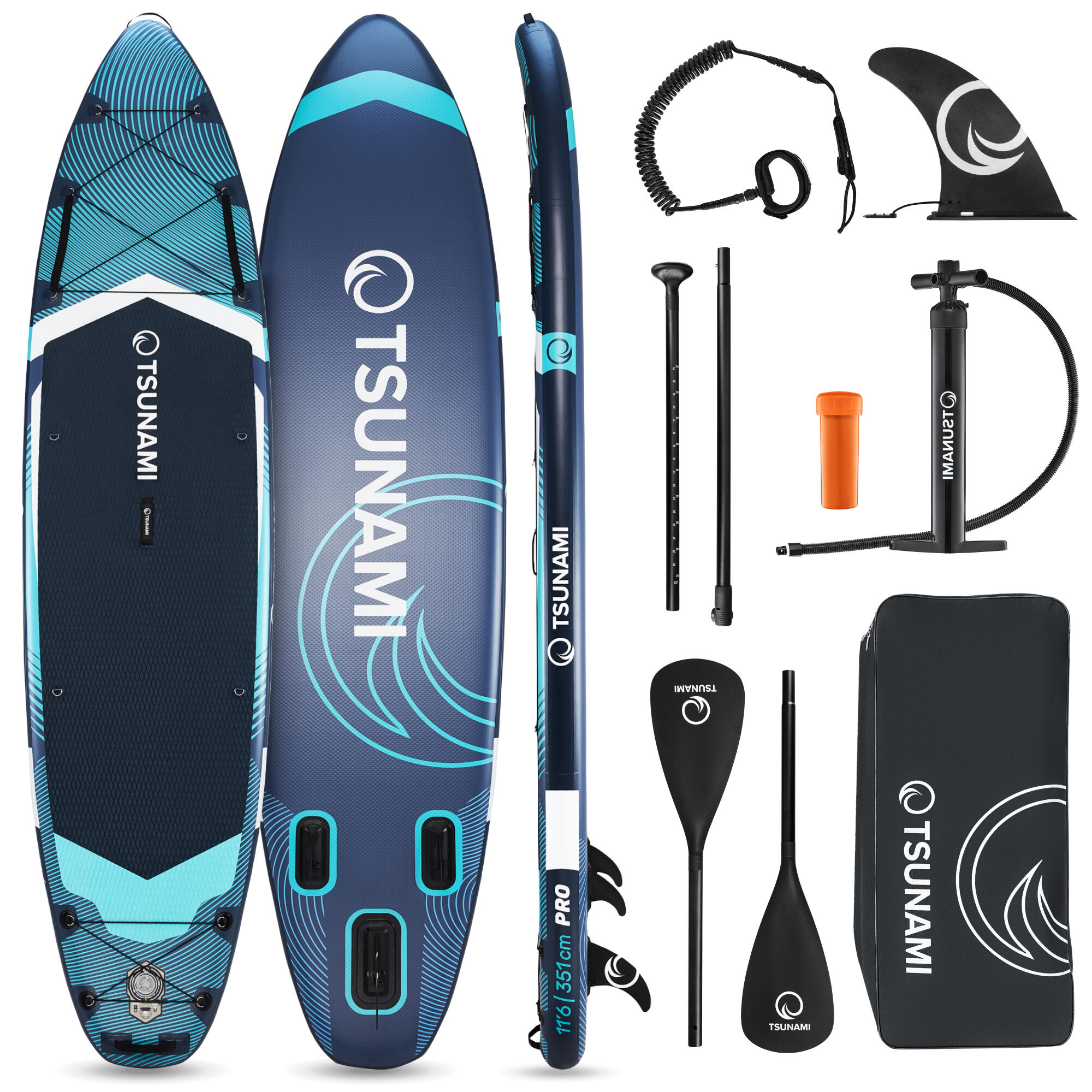 Deska SUP PRO stand up paddle pompowana do pływania all-round TSUNAMI T12 350cm