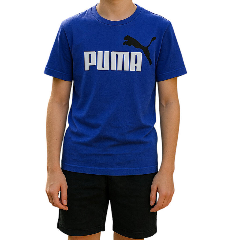 Koszulka t-shirt dziecięca dla chłopca bawełna granatowa logo PUMA