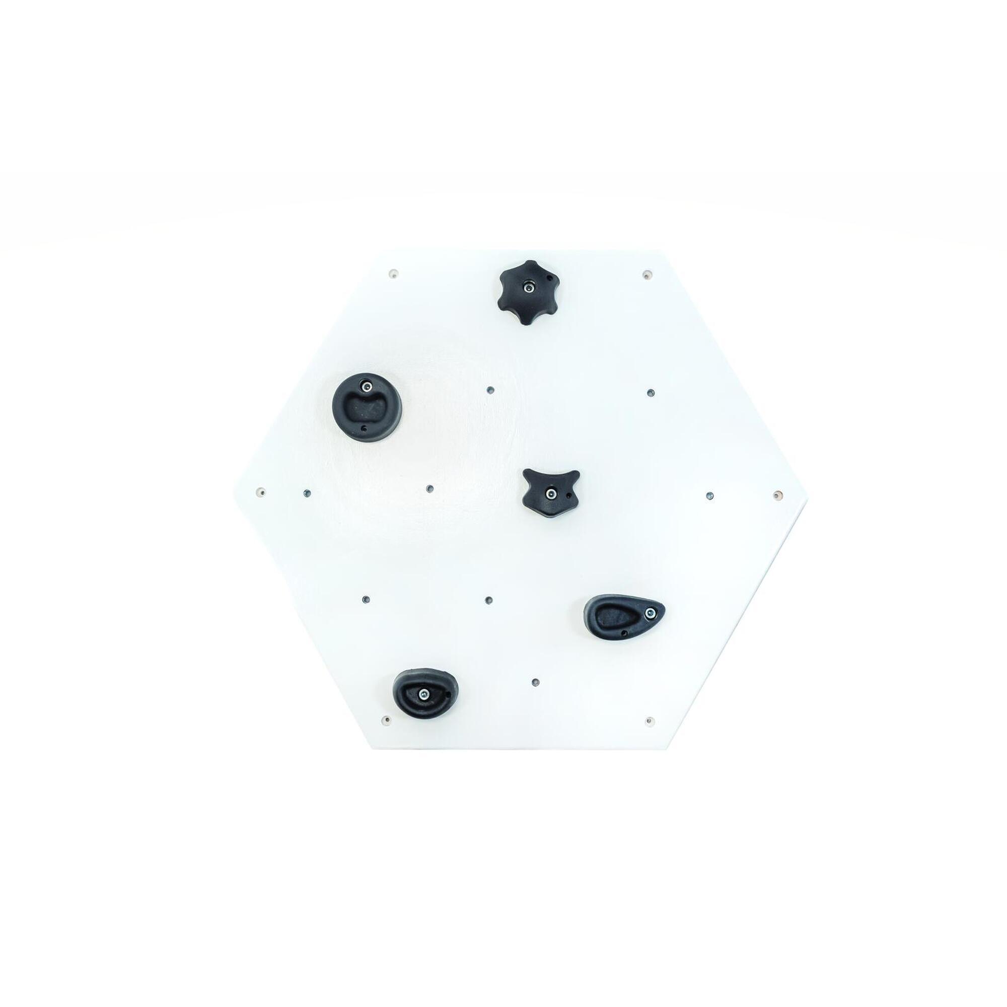 Sześciokątna ścianka wspinaczkowa biała moduł + 5 uchwytów UNDERFIT domowa