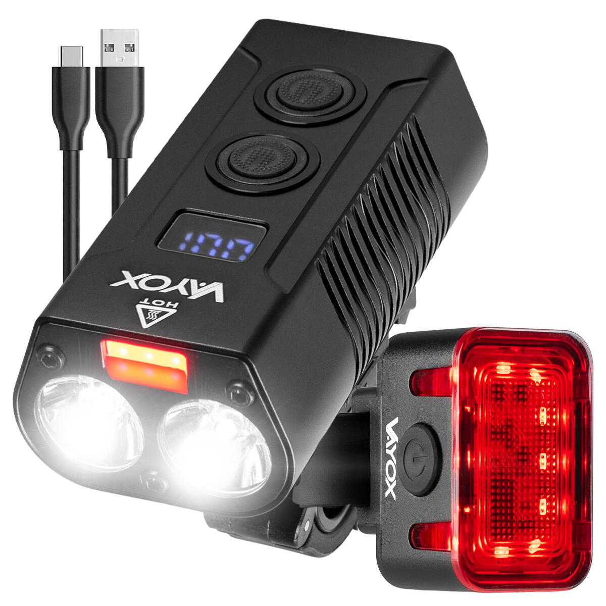 Zestaw lampek rowerowych VAYOX VA0045 + VA0152 przednia i tylna POWERBANK