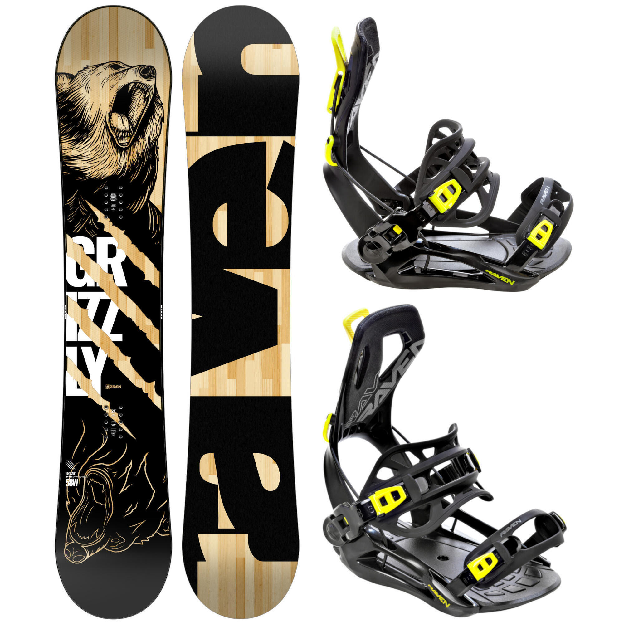 Zestaw Deska snowboardowa Raven Grizzly + wiązania Raven FT360