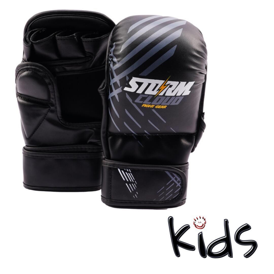 Rękawice MMA dla dzieci StormCloud Lynx Czarno/Szare 7oz Junior L