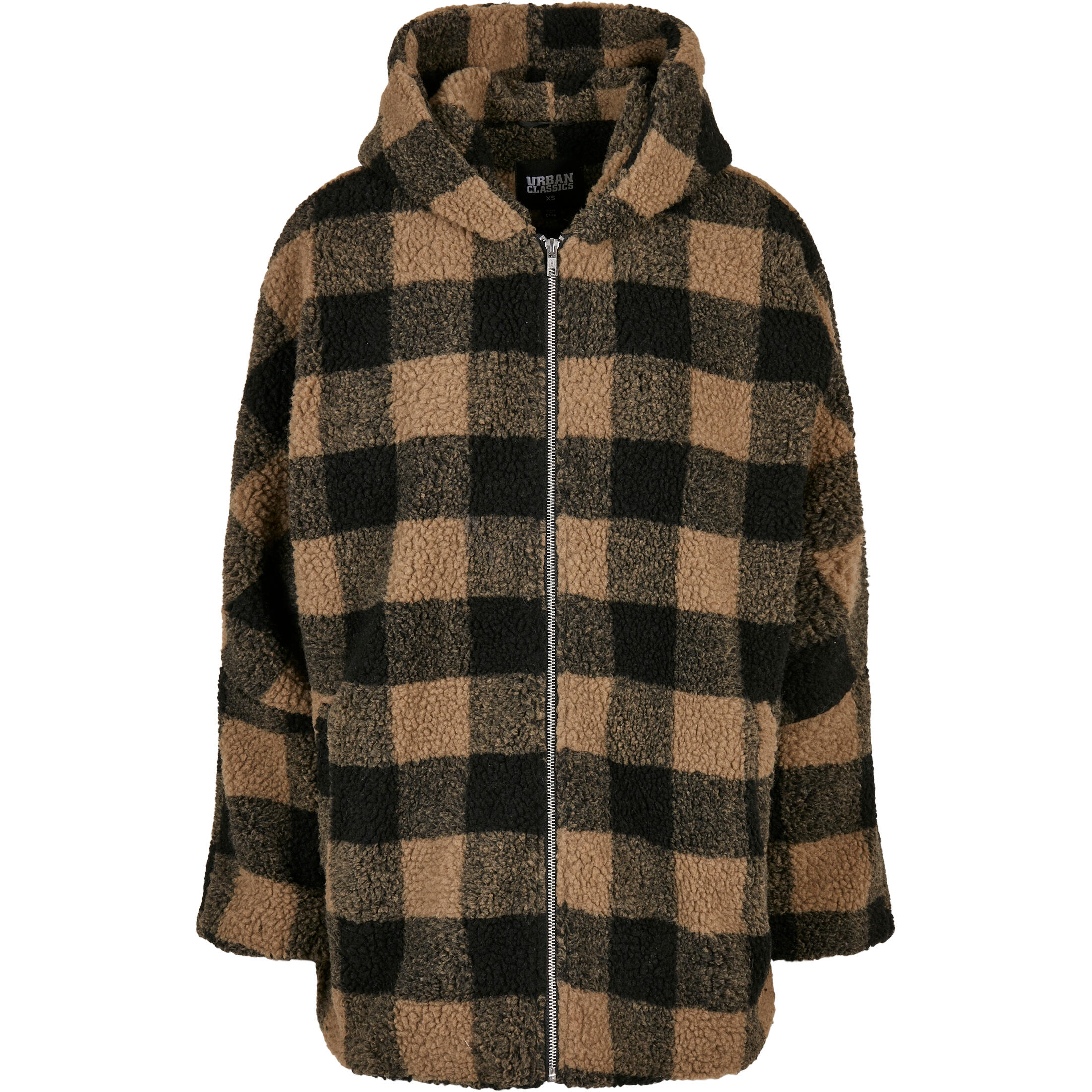 Damski polar Urban Classics hooded oversized check sherpa