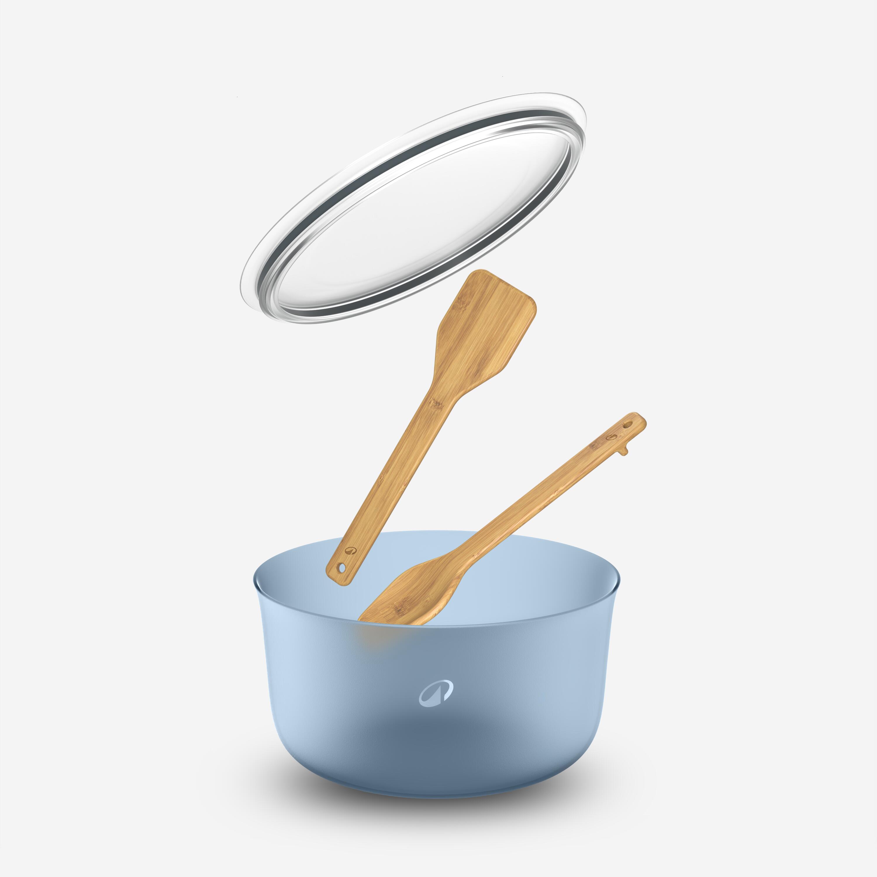 Zestaw do sałatki: miska 3,5 l z pokrywką i drewnianymi sztućcami, 4 elementy