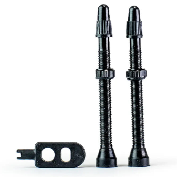 Zawory do opon bezdętkowych, komplet 2 sztuki, czarne, 60 mm