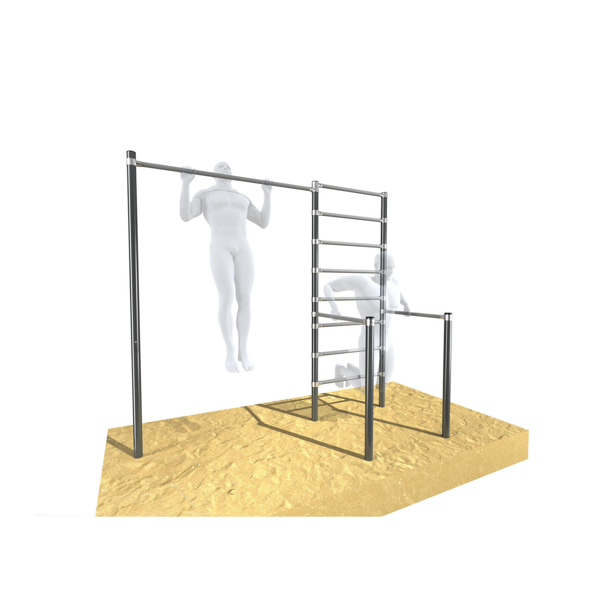 Drążek ogrodowy do podciągania z poręczami i drabinką OCYNK UNDERFIT UF9882