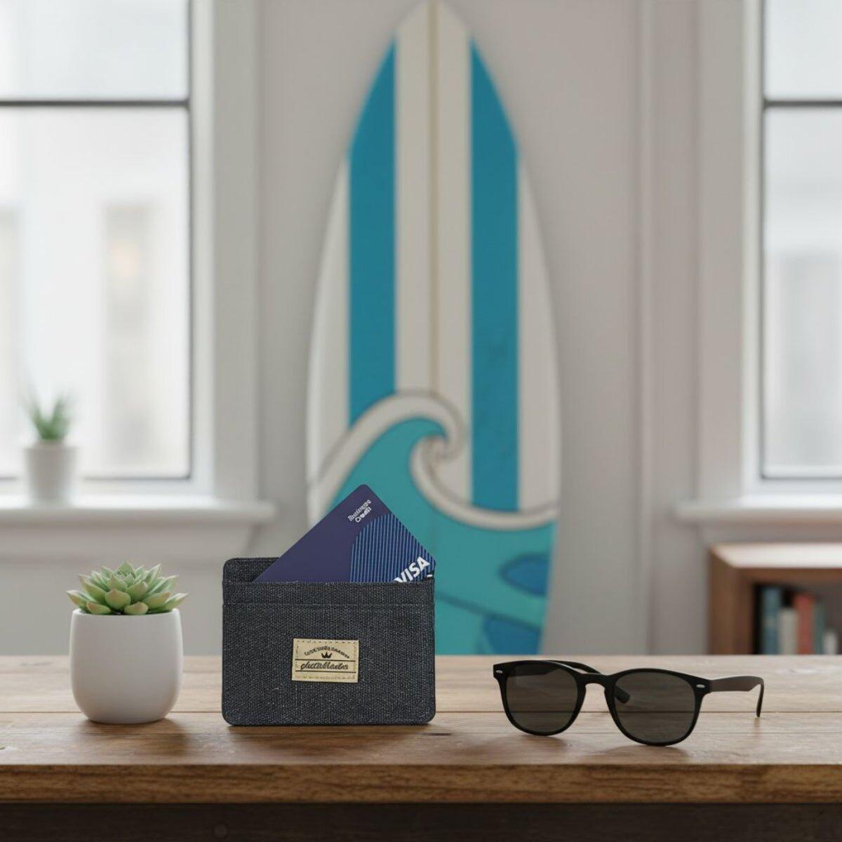 Etui na karty z płótna z blokadą RFID czarne