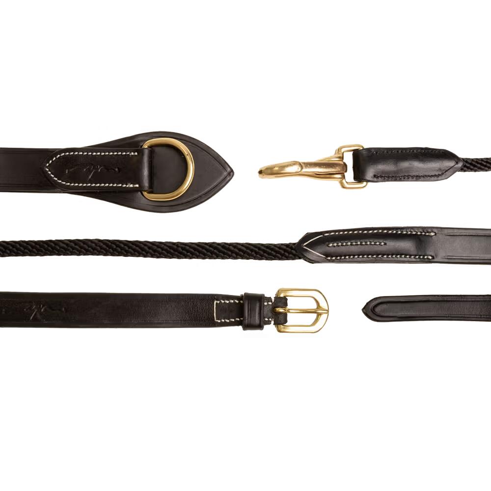 Dy'on Leather/nylon Draw Reins 5/8 - D Collection Zwart -