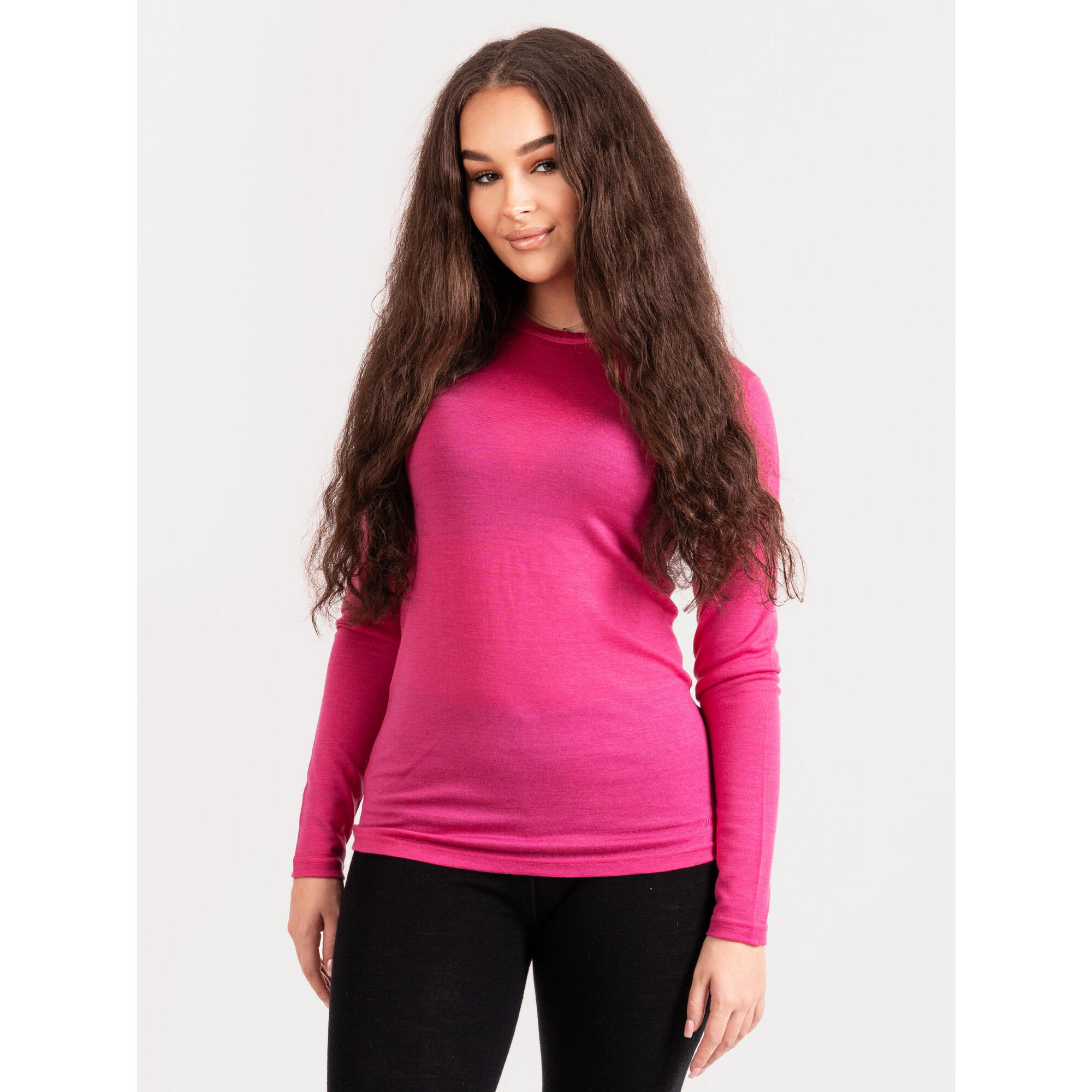 Dámské merino triko s dlouhým rukávem Nature, Fuchsiová