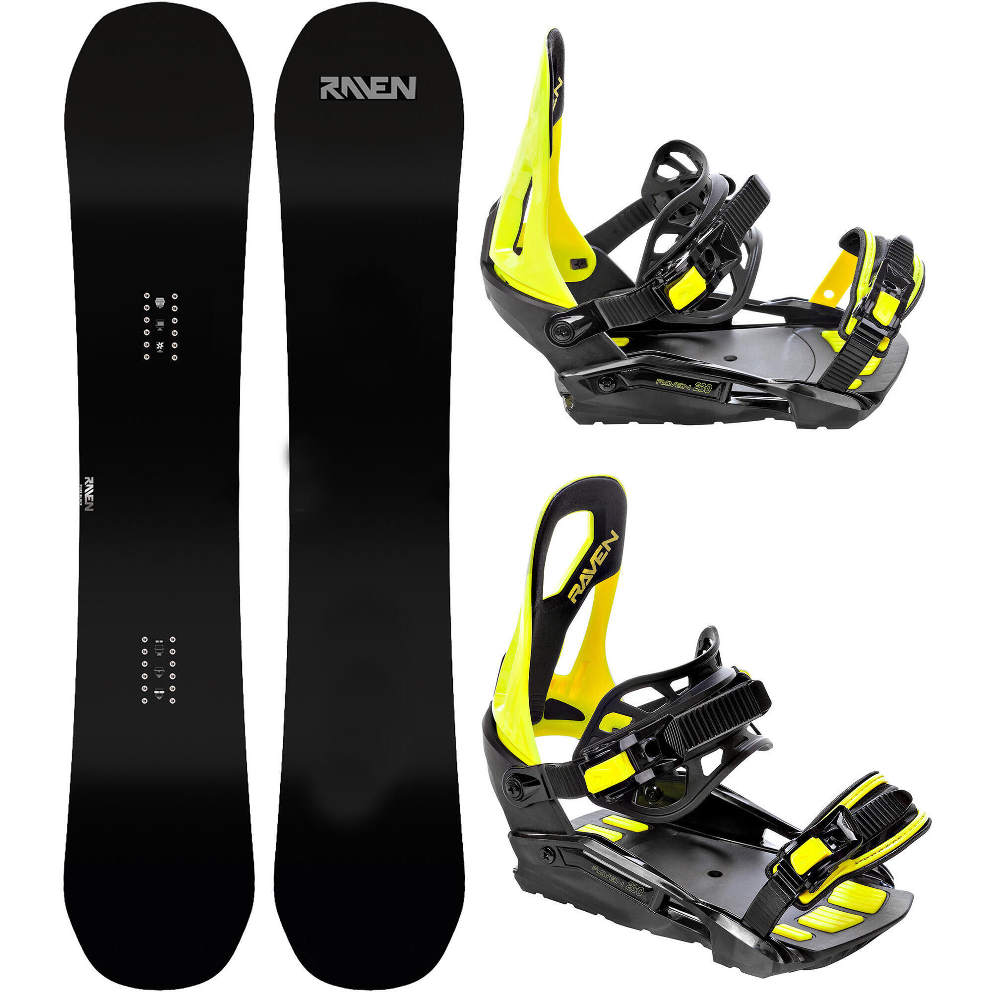 Zestaw Deska snowboardowa Raven Pure Black + Wiązania Raven s230