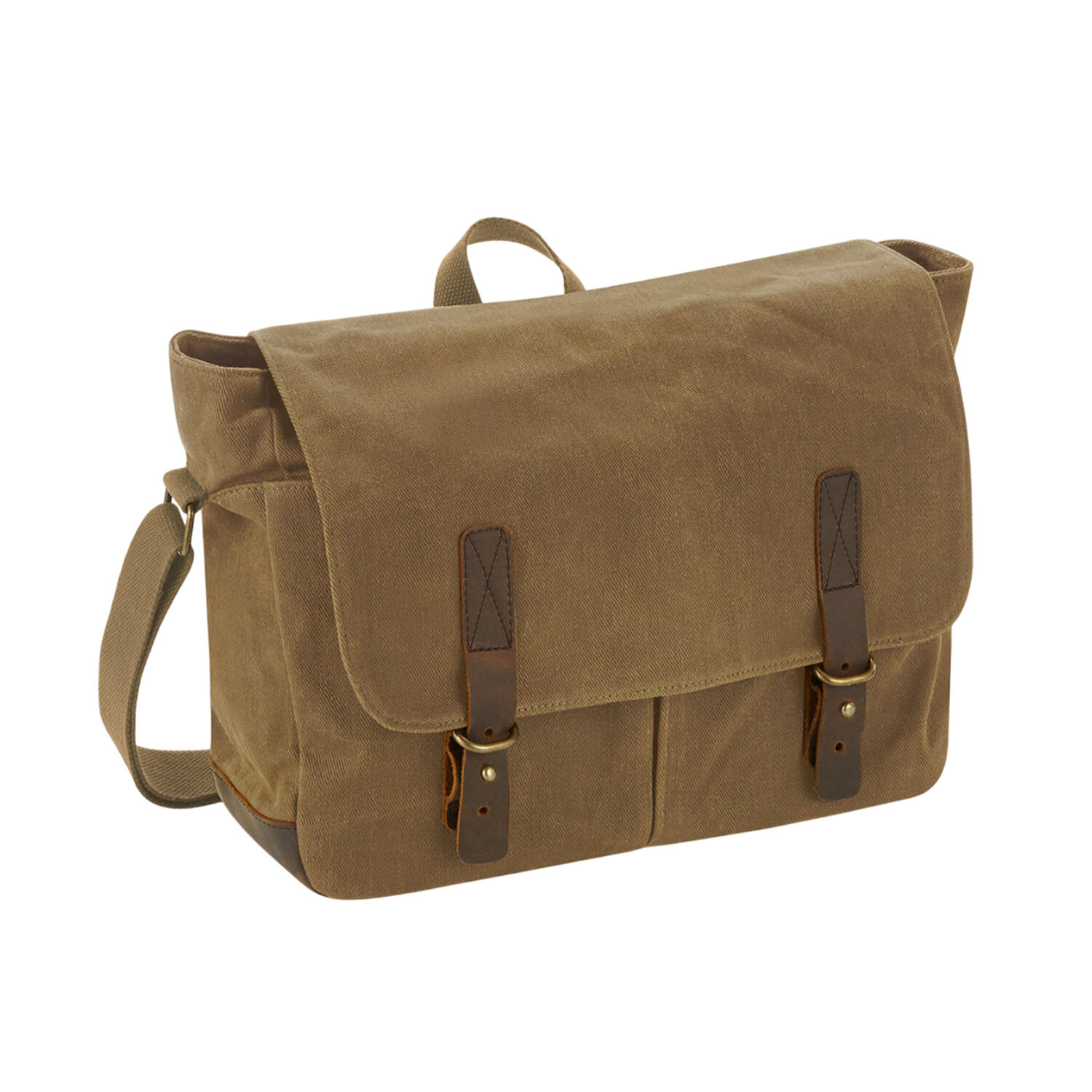 Heritage Leather Trim Waxed Canvas Messenger Bag