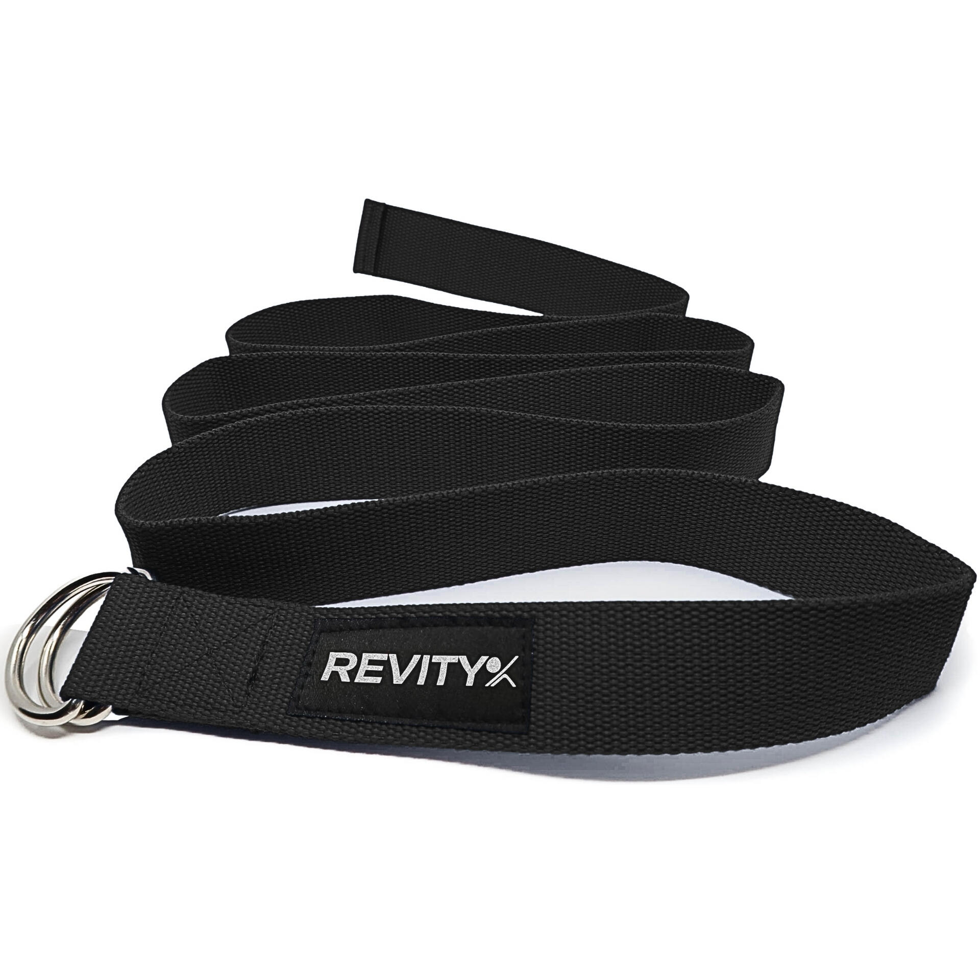 Pasek do jogi i pilatesu Revity czarny 200 x 3.8 cm