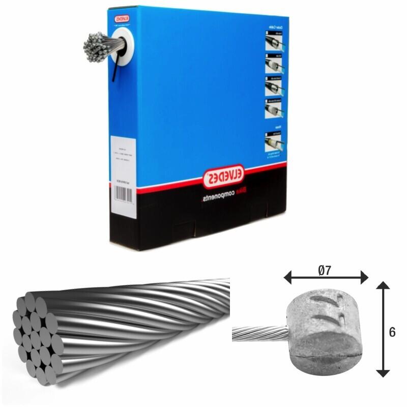 Kable hamulcowe 1x19 stal nierdzewna Ø1,5mm główka T Ø7x6 Elvedes (x100)