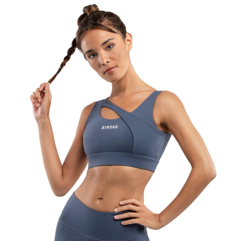 Stanik sportowy fitness damski - Wysokie wsparcie Cross Blue