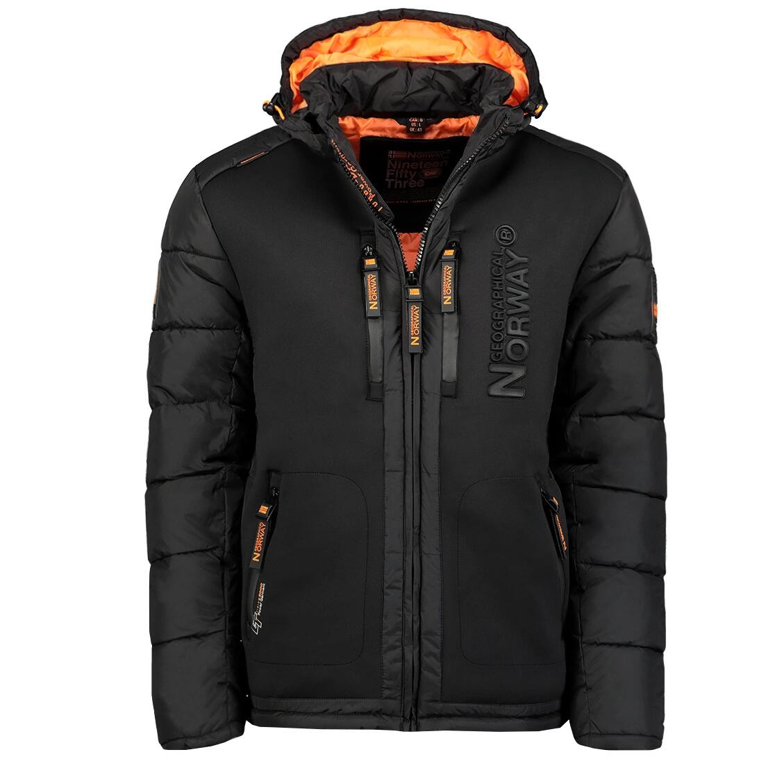 Geographical Norway BEACHWOOD – męska kurtka softshell, czarna/pomarańcz.