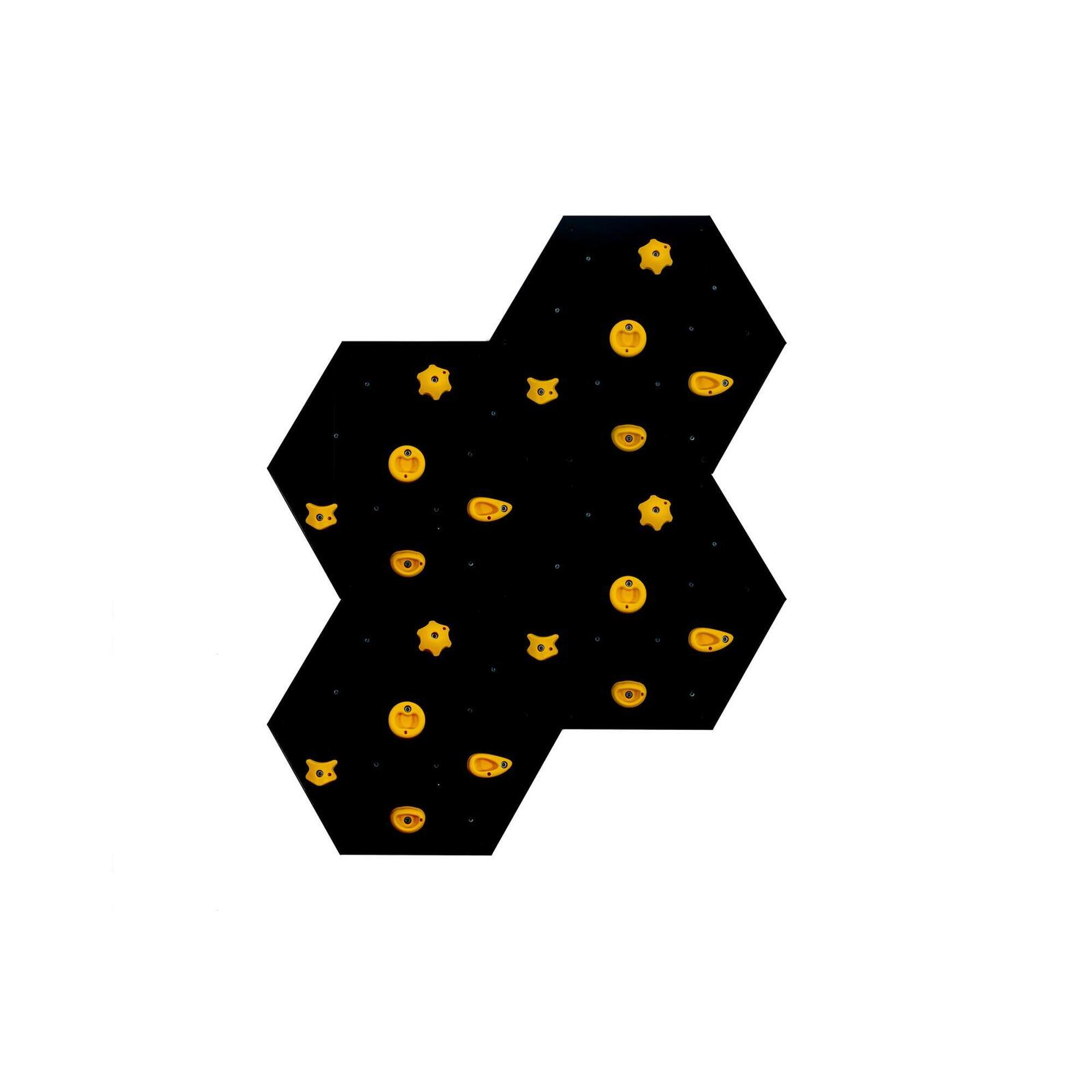 Zestaw sześciokątna ścianka wspinaczkowa czarna 4x płyta + uchwyty UNDERFIT