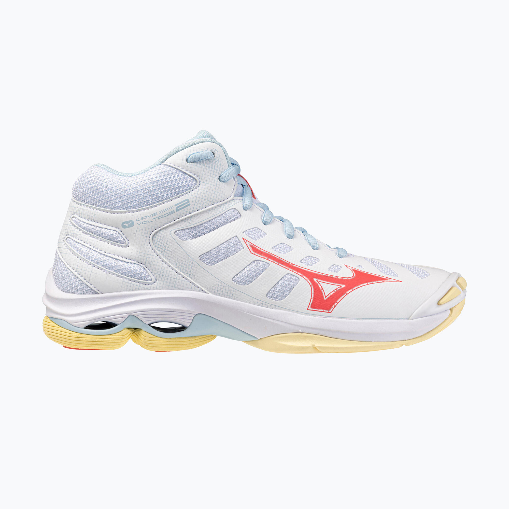 Buty do siatkówki damskie Mizuno Wave Voltage 2 Mid white/calypso