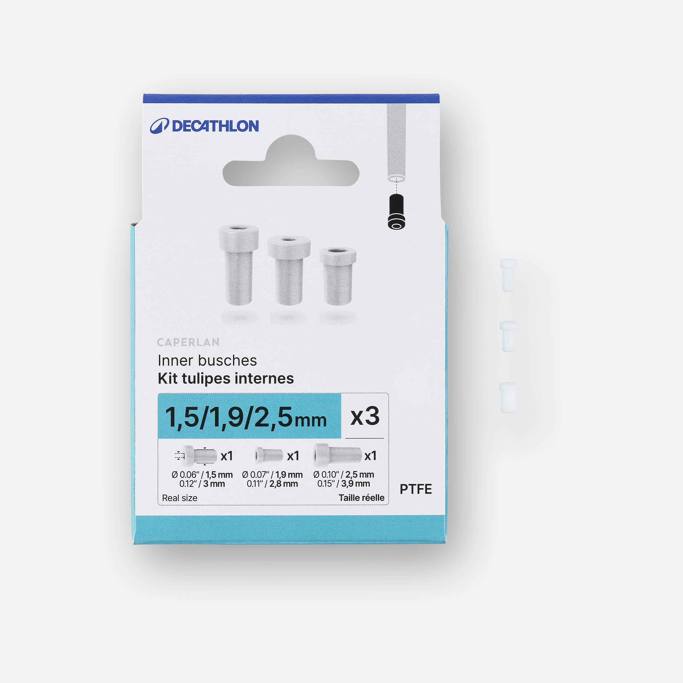 Zestaw 3 tulejek teflonowych wewn. do szczytówki PF-PA ETT 1,5mm 1,9mm i 2,5mm