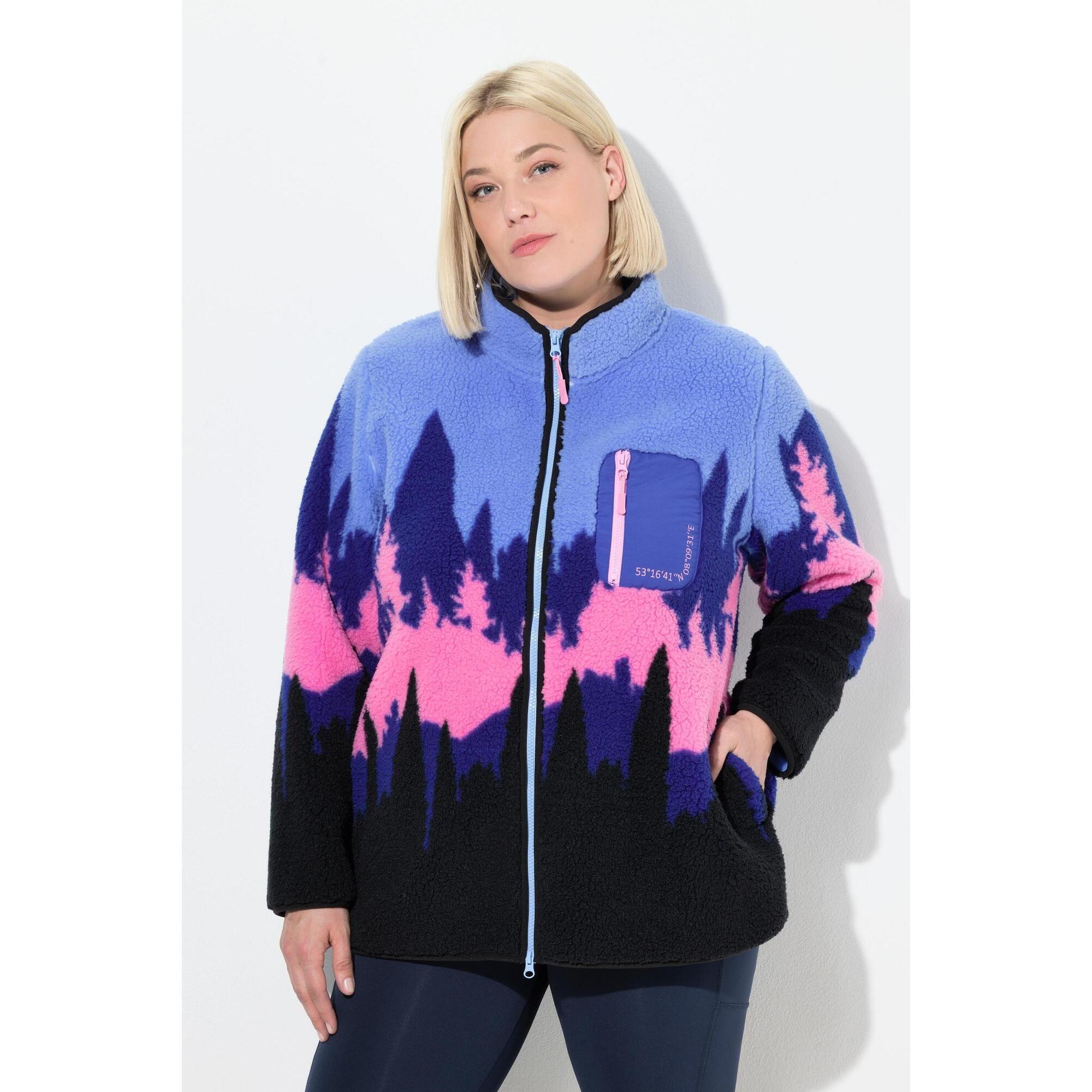 Damskie Kurtka z pluszowego polaru motyw gór stójka