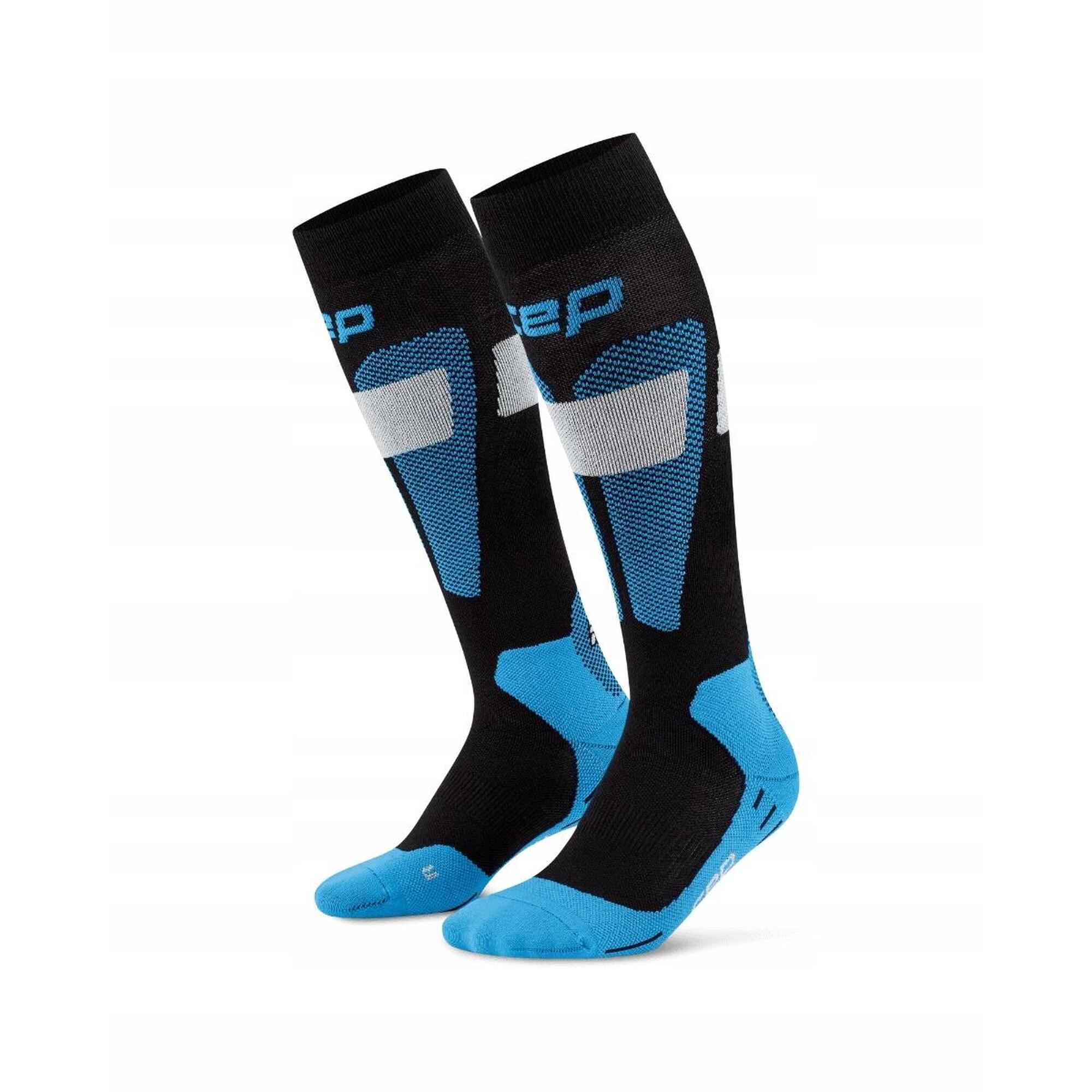 Męskie sportowe podkolanówki kompresyjne na zimę z wełną merino CEP