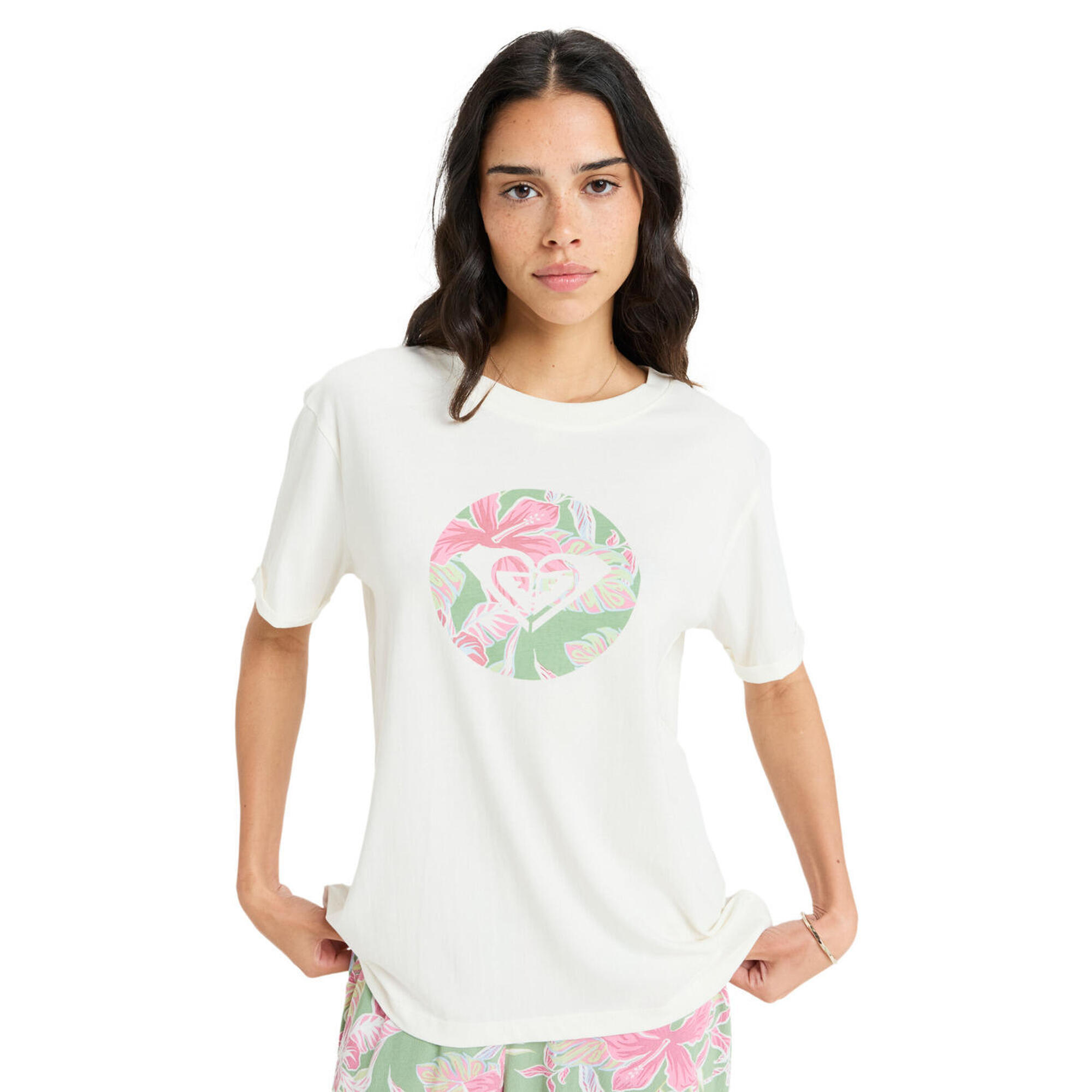 Koszulka z krótkim rękawem dla Kobiety OCEANREGULAR ROUND HIBISCUS Biały