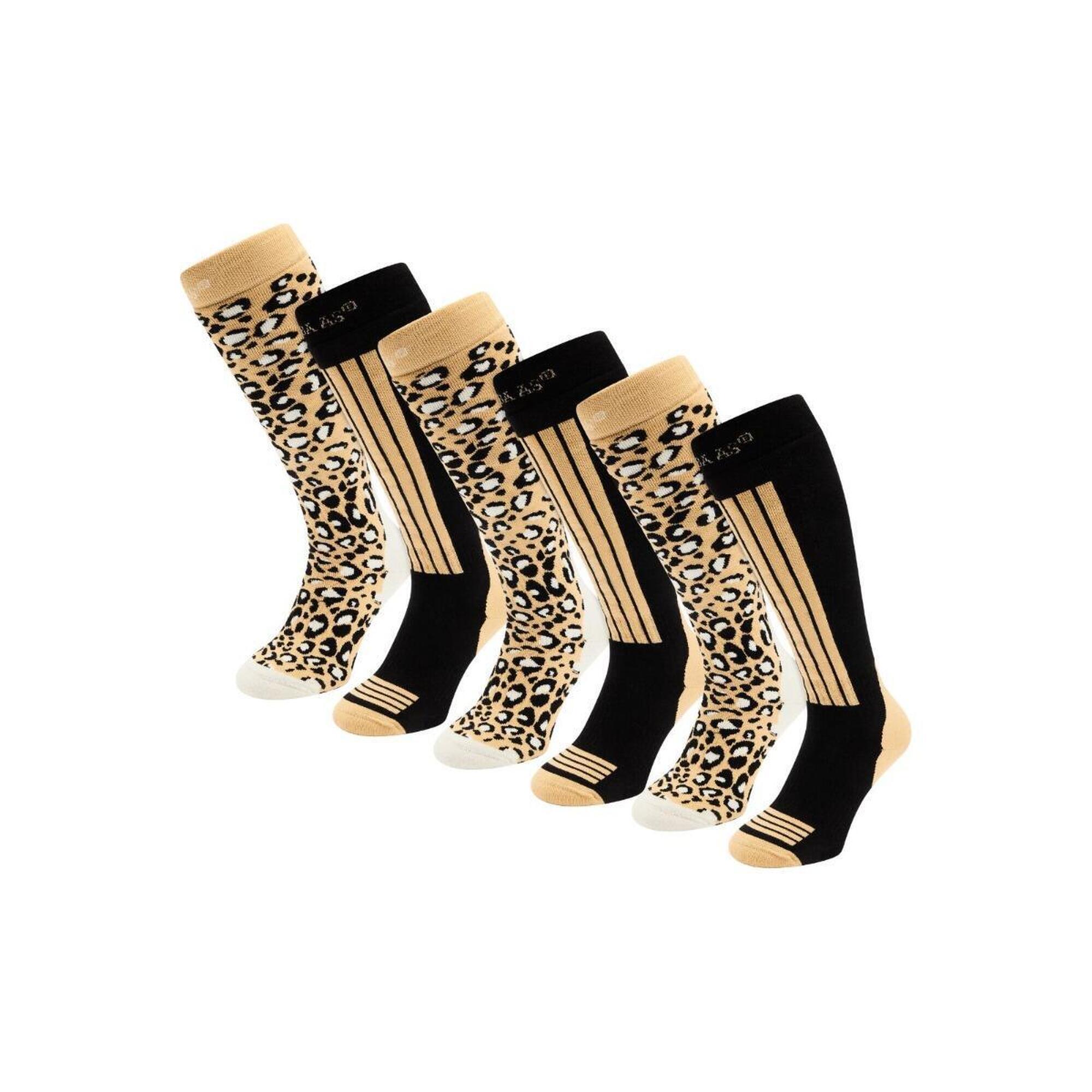 Skarpety narciarskie - Damskie - 6 par - Czarne wielokolorowe