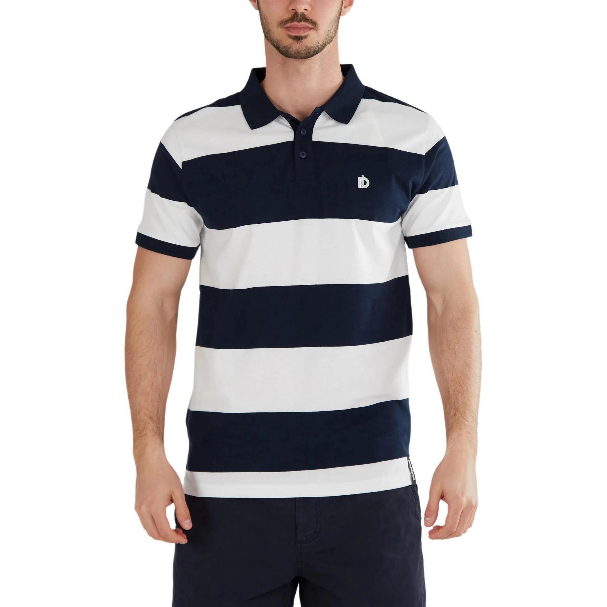 T-shirt męski Fundango Incognito Stripe z kołnierzykiem