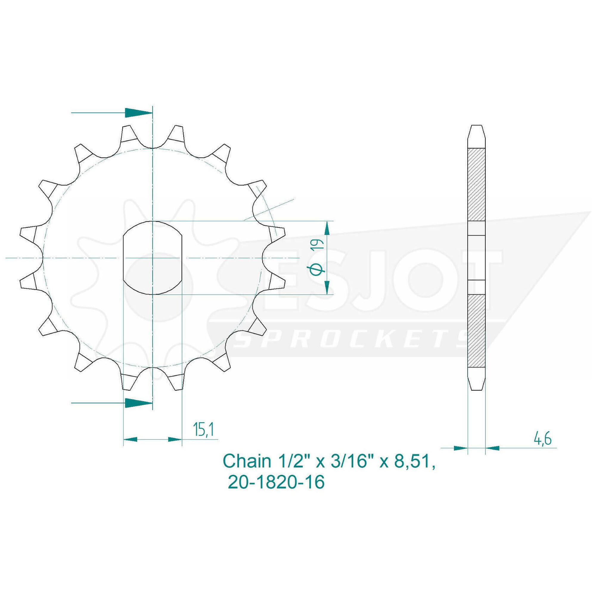 Sprocket Esjot 461 15z Standard do Rowerów