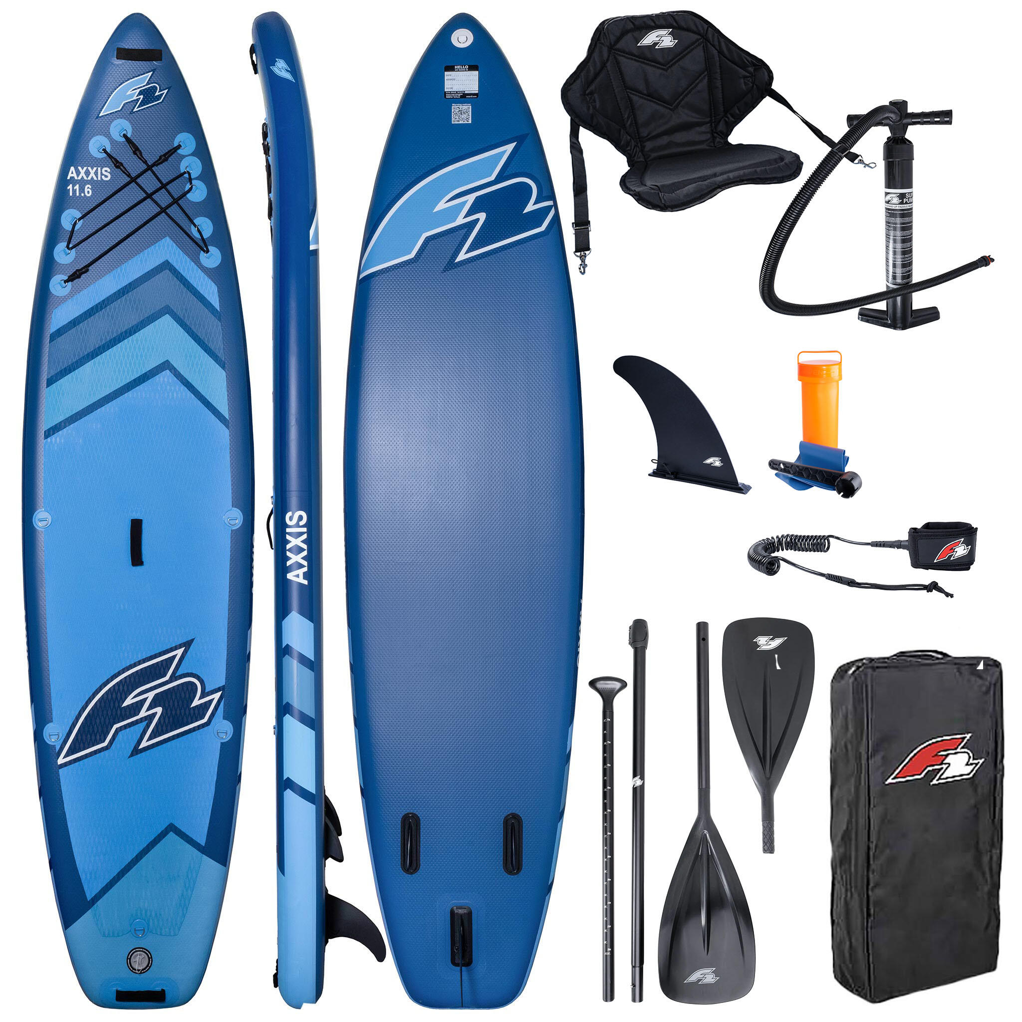 Deska pompowana SUP F2 Axxis 11'6" Navy Blue Combo Wiosło 2w1 Siedzisko kajakowe