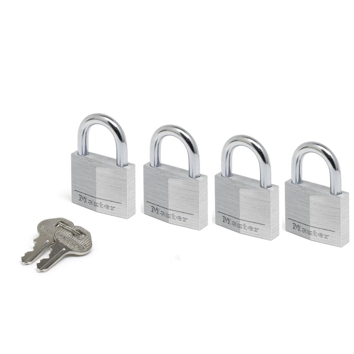 Zestaw 4 kłódek na klucz z aluminium Master Lock 9140EURQNOP, kolor szary