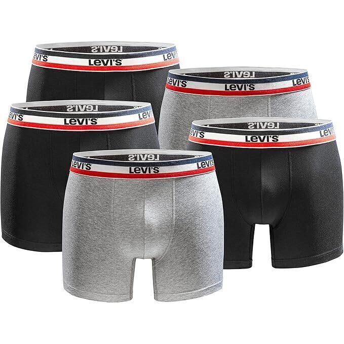 Bokserki majtki męskie Levi's Boxers 5-Pack czarne szare bawełna