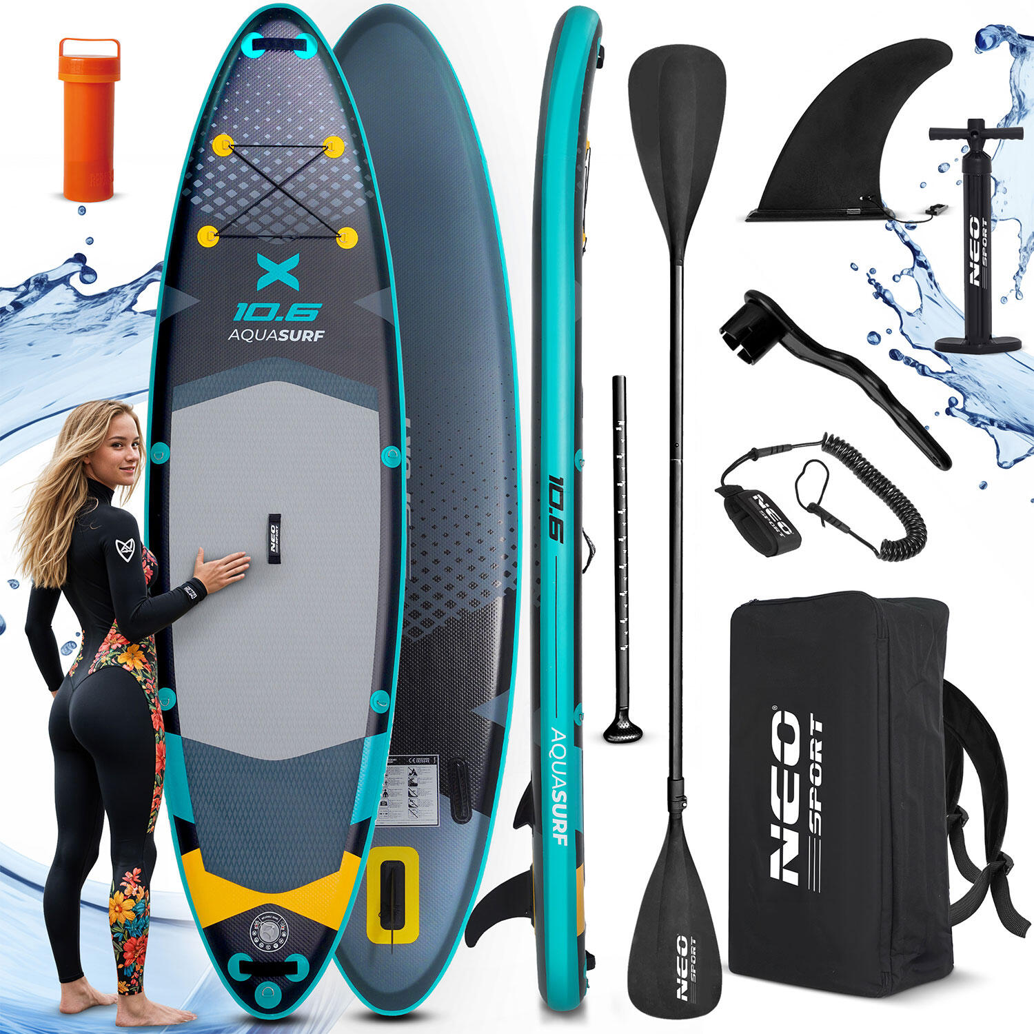 Deska SUP do pływania pompowana Stand Up Paddle Aquasurf 320cm Neo-Sport