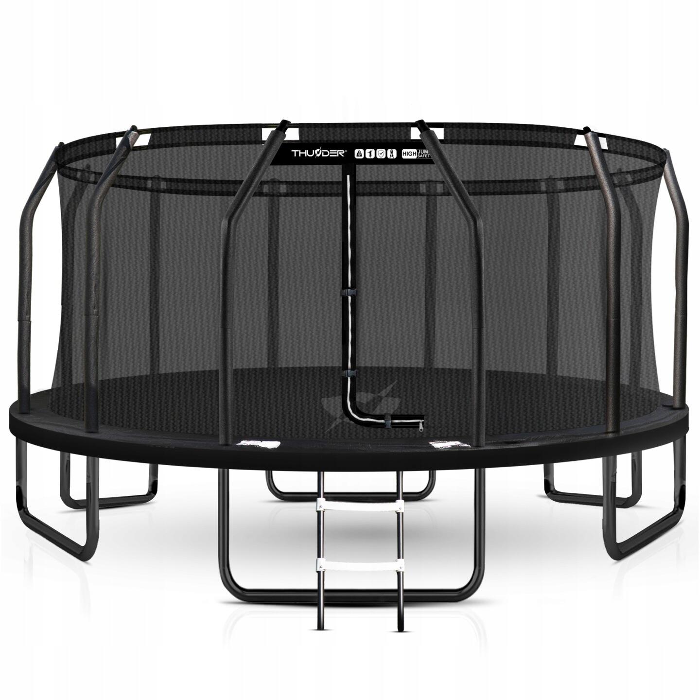 Trampolina ogrodowa dla dzieci z siatką THUNDER INSIDE ELITE 16ft 488cm BLACK