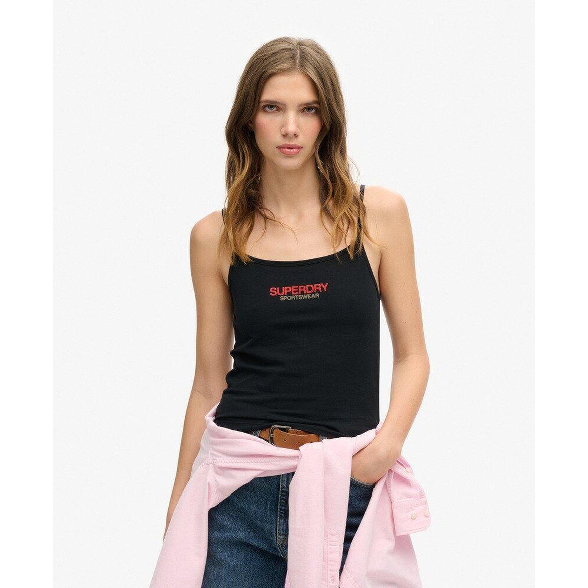 Obcisły top cami z logo odzieży sportowej.