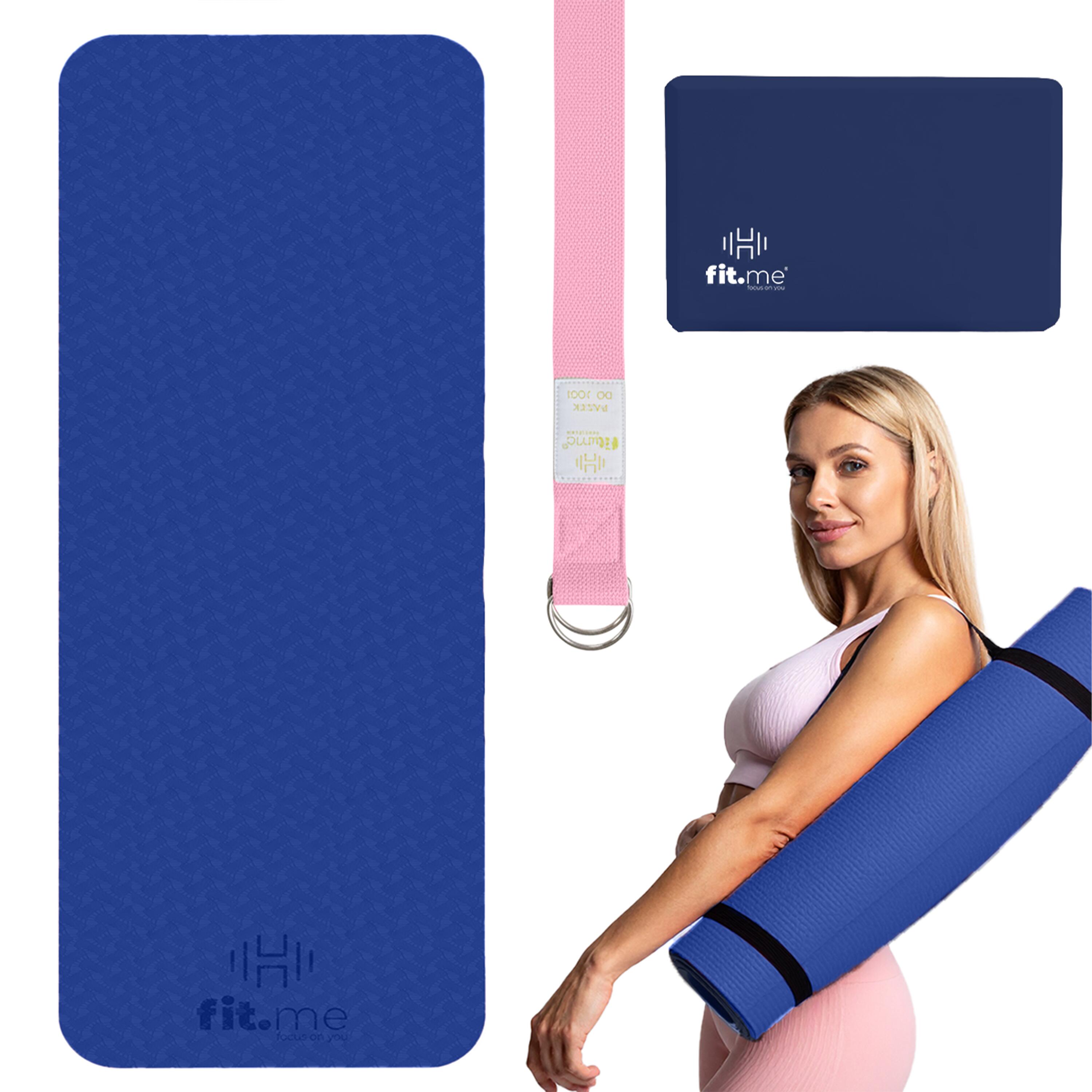 Zestaw Do Jogi Mata Antypoślizgowa Kostki 2 Szt. Pasek Do Jogi