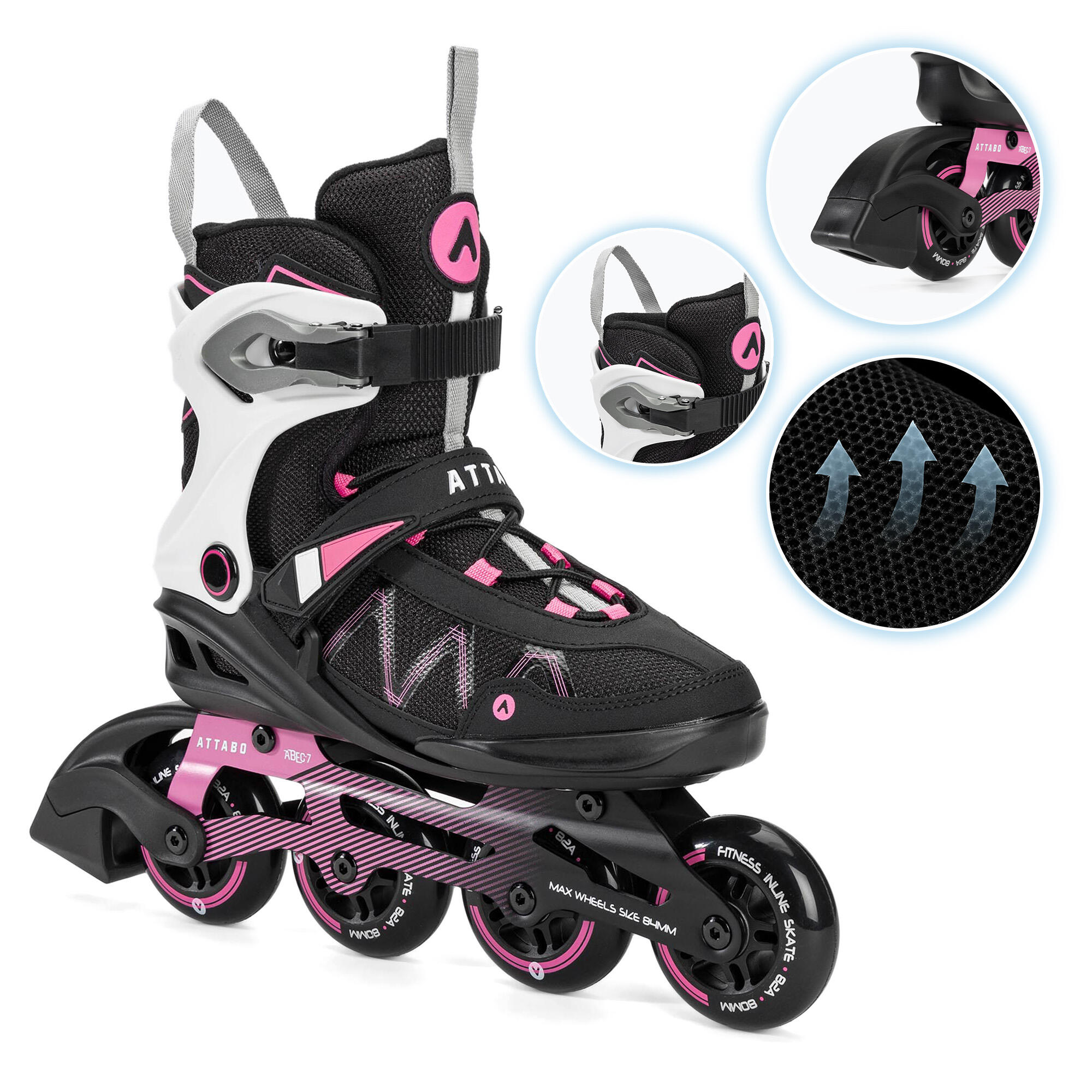 Rolki damskie ATTABO Bliss REKREACYJNE ABEC-7 KÓŁKA 80mm ALUMINIOWA PŁOZA