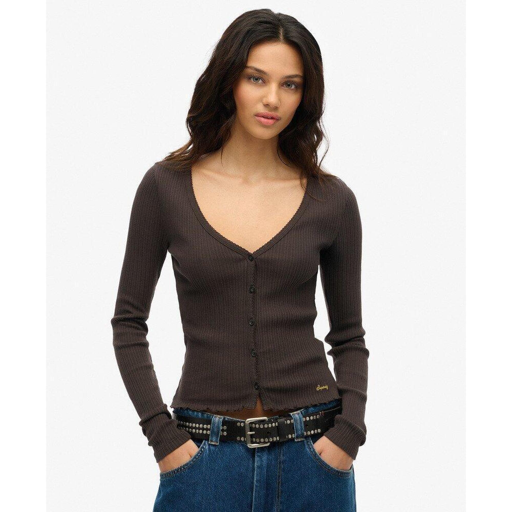 Bluzka z guzikami, niezbędna z długim rękawem