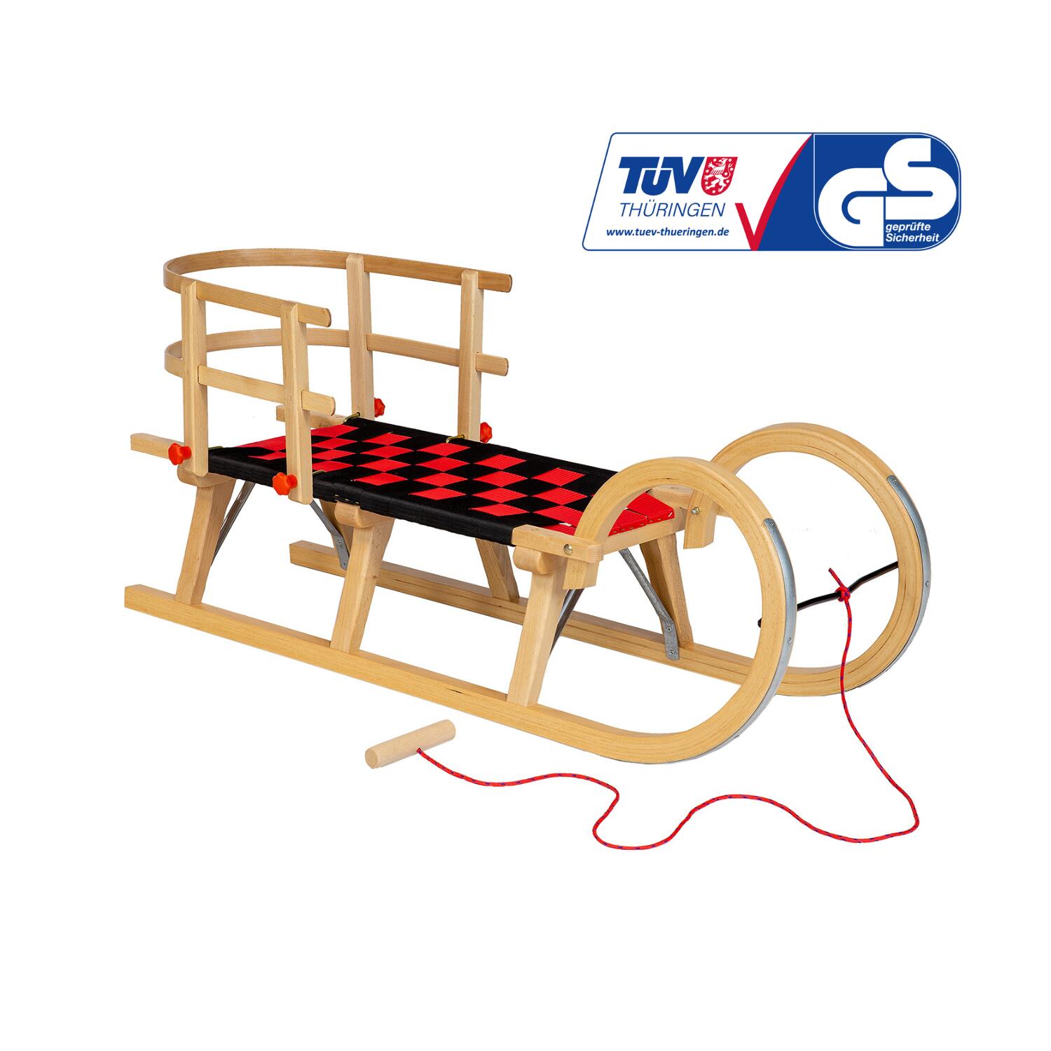 Zestaw sanki drewniane AD322 D110 + AD302 oparcie drewniane + AD300 sznurek