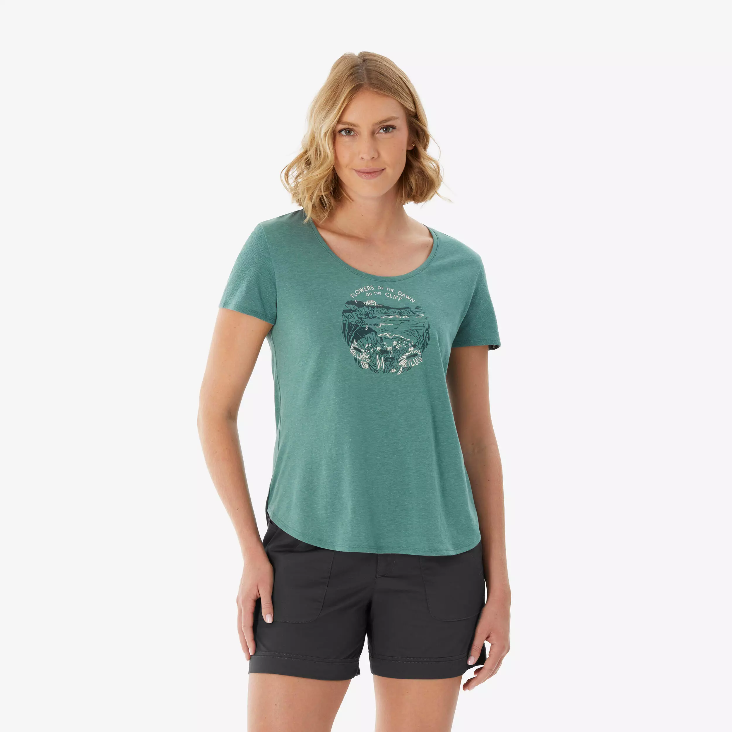 Koszulka turystyczna z krótkim rękawem damska Quechua NH500