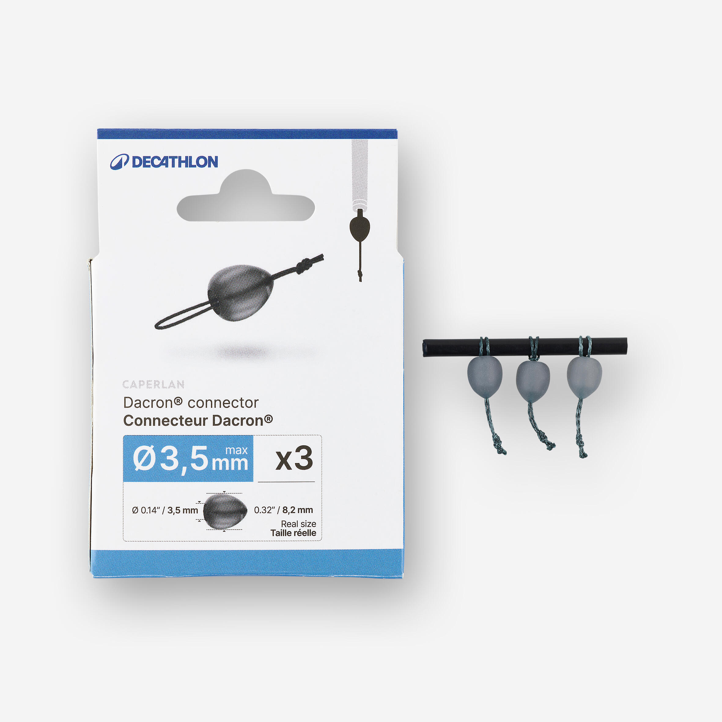 Zestaw 3 łączników Dacron do gum maks. 3,5 mm średnicy