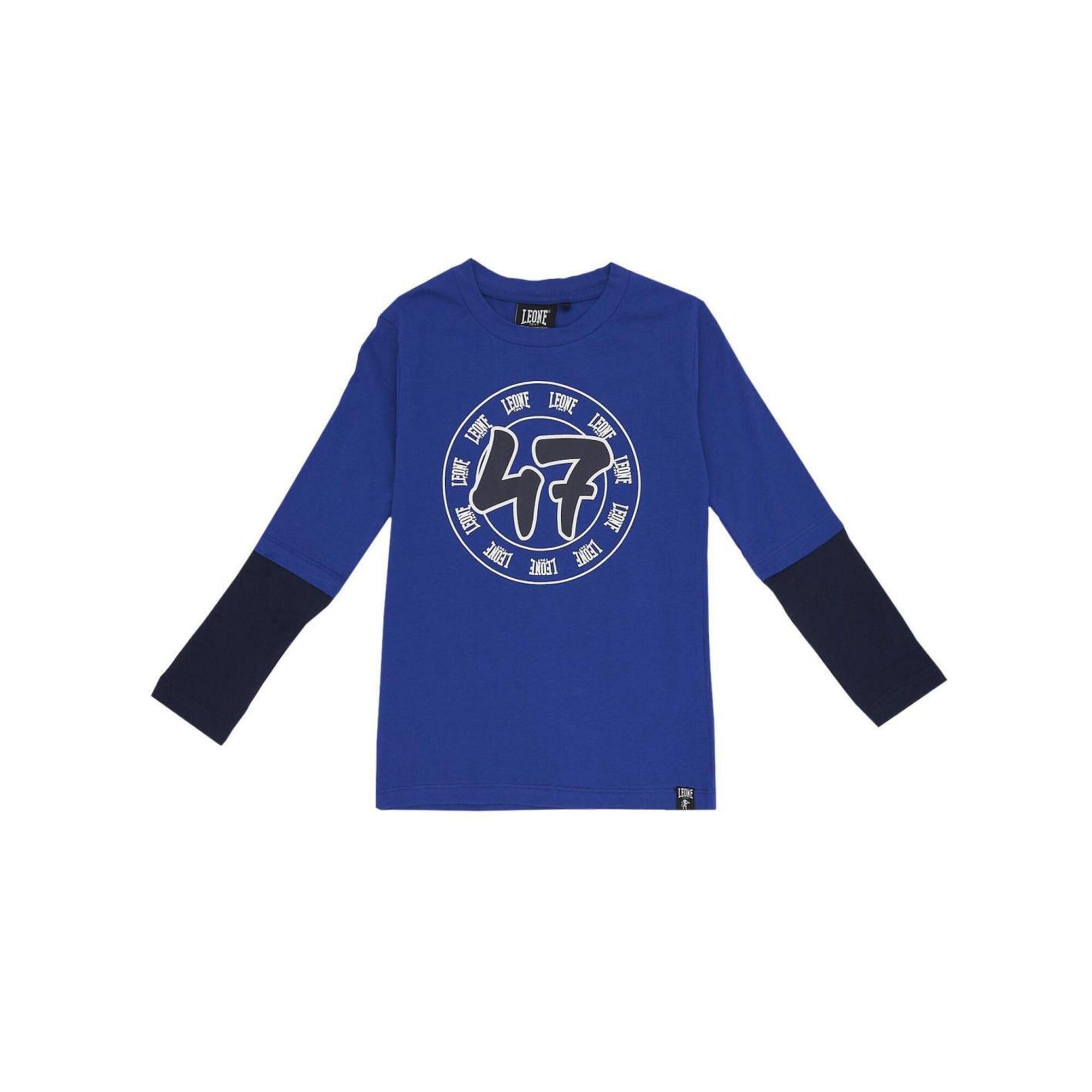 Dwukolorowa koszulka dziecięca z długim rękawem i nadrukiem Basic