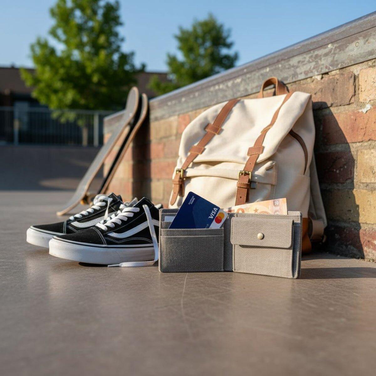 Portfel na monety Canvas RFID szary