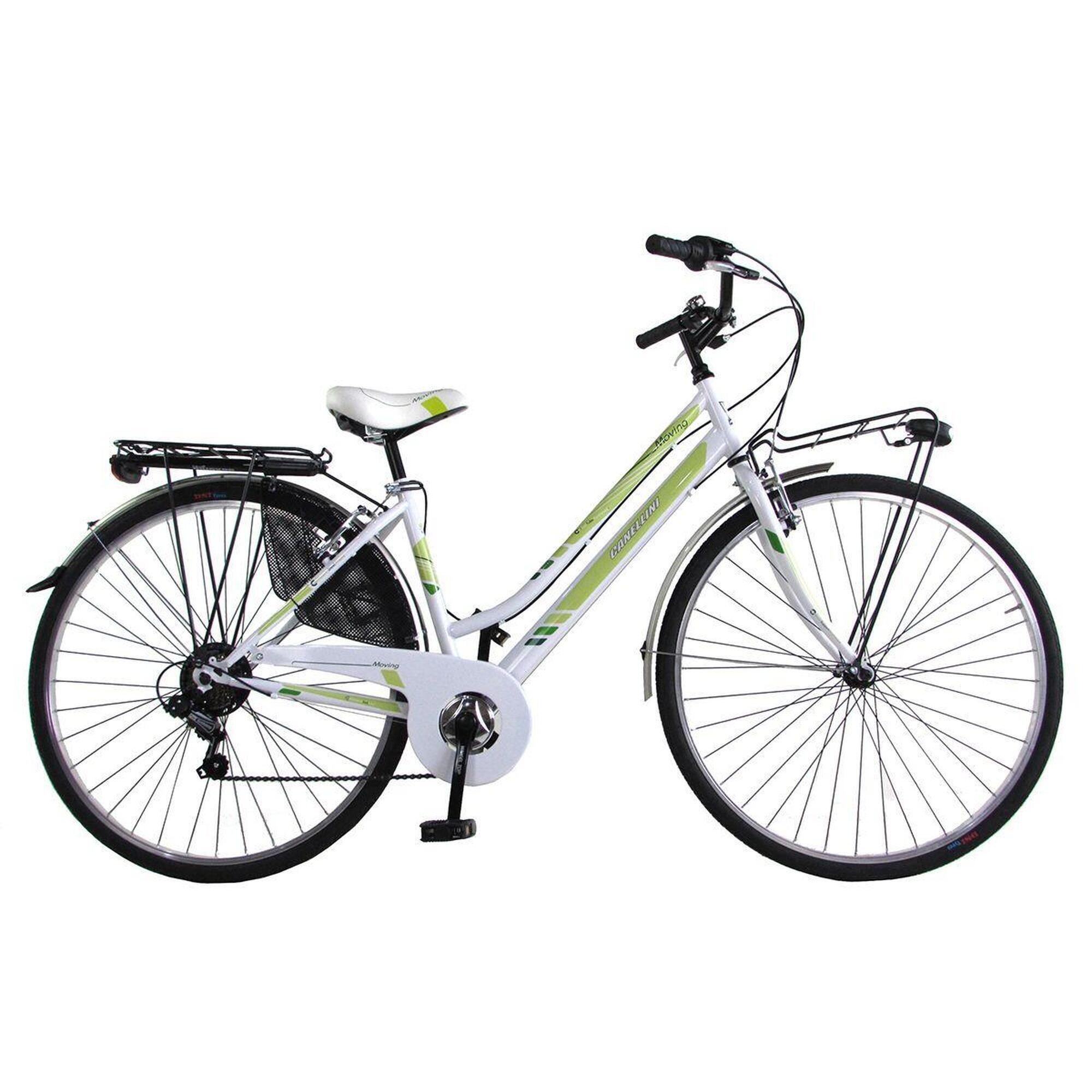 Rower miejski Canellini MOVING 28" kobieta - Biały/Zielony