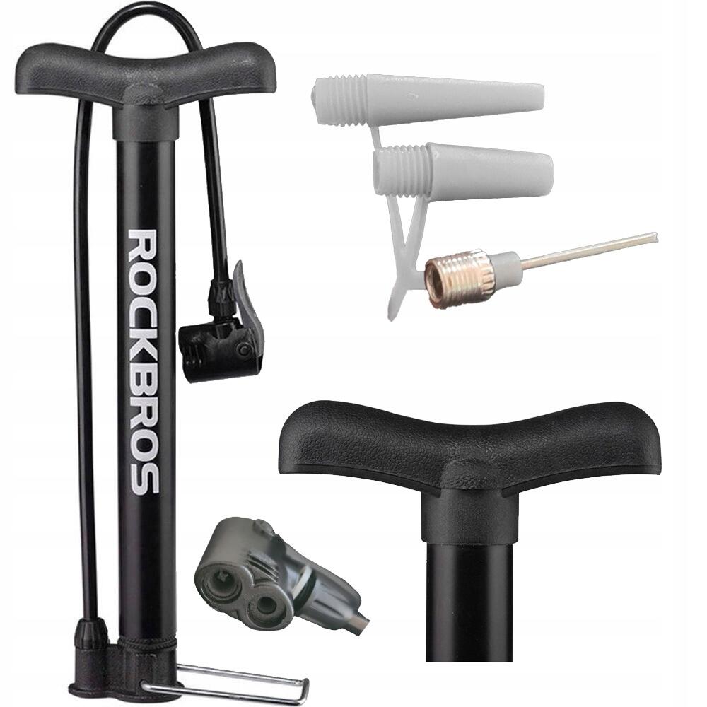 Pompka stacjonarna Rockbros aluminiowa z adapterami, czarna, max 8 bar AV/DV/SV