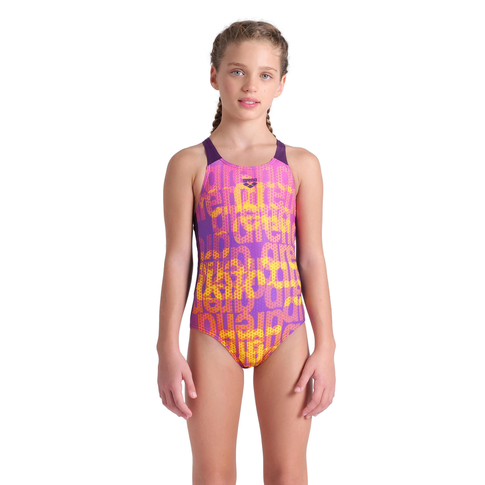 Strój Kąpielowy Arena Dziewczęcy Multi Colours Swimsuit V Back
