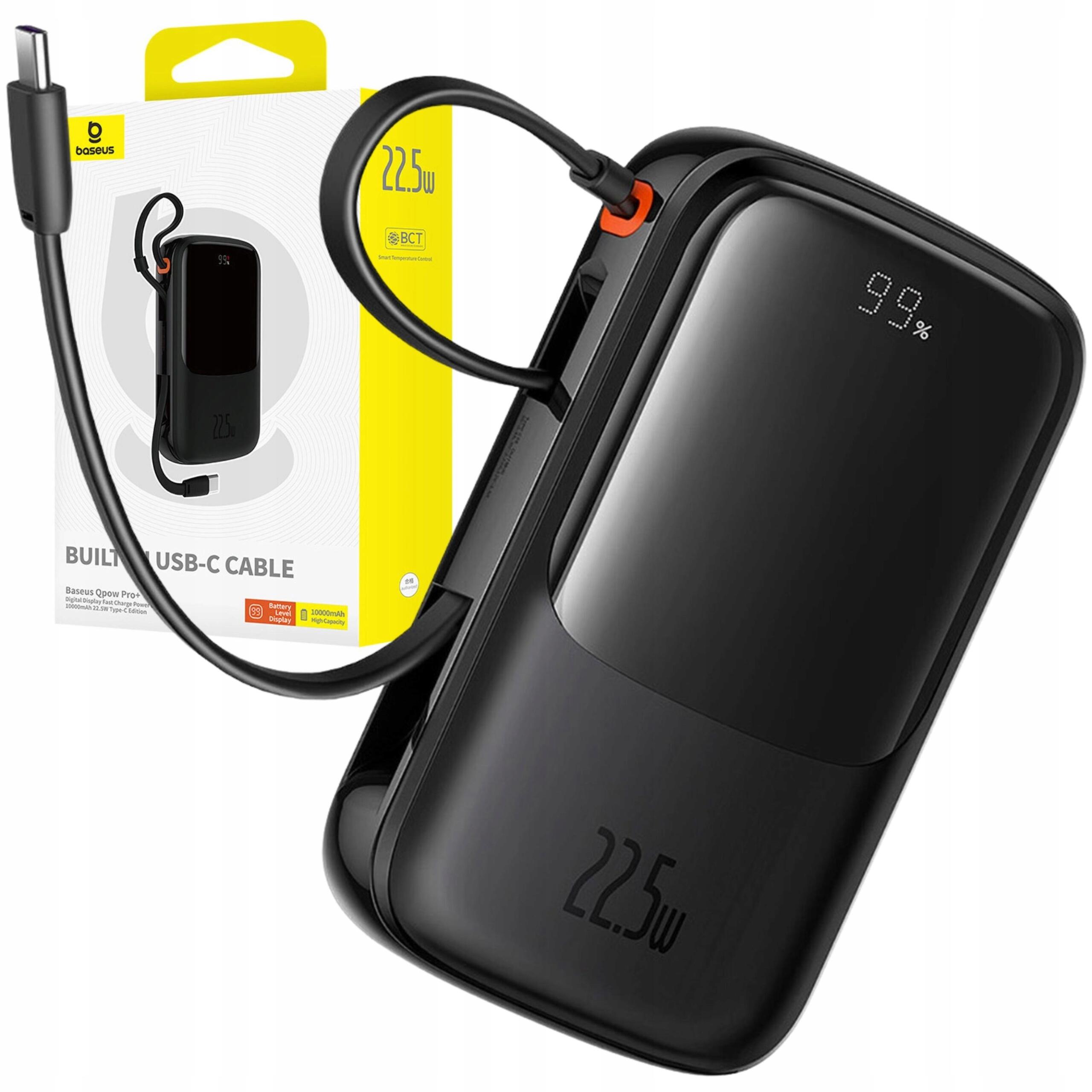 Baseus powerbank 10000mah 22,5w z kablem usb c