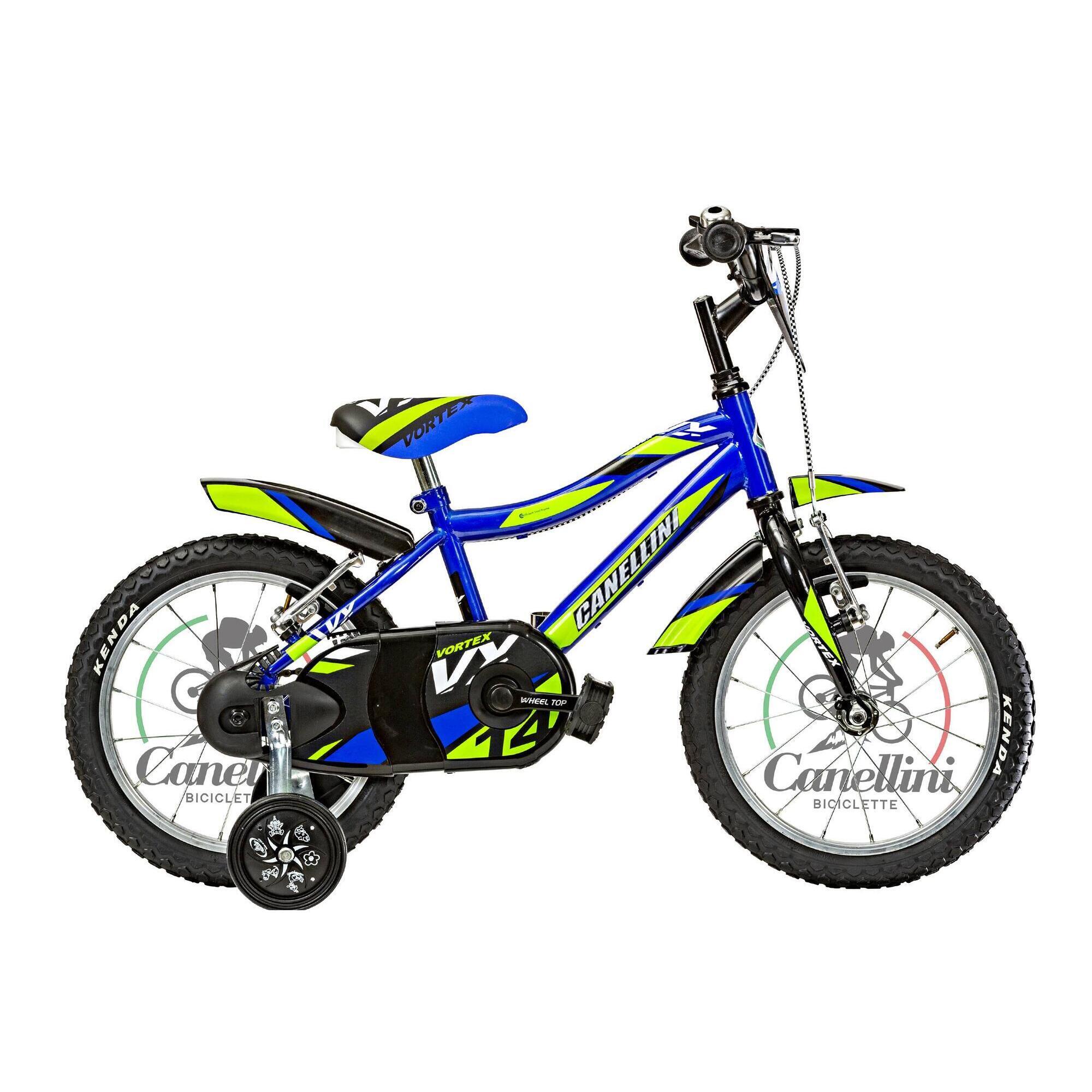 Rower Dziecięcy MTB Canellini VORTEX 14" - Niebieski/Zielony/Czarny