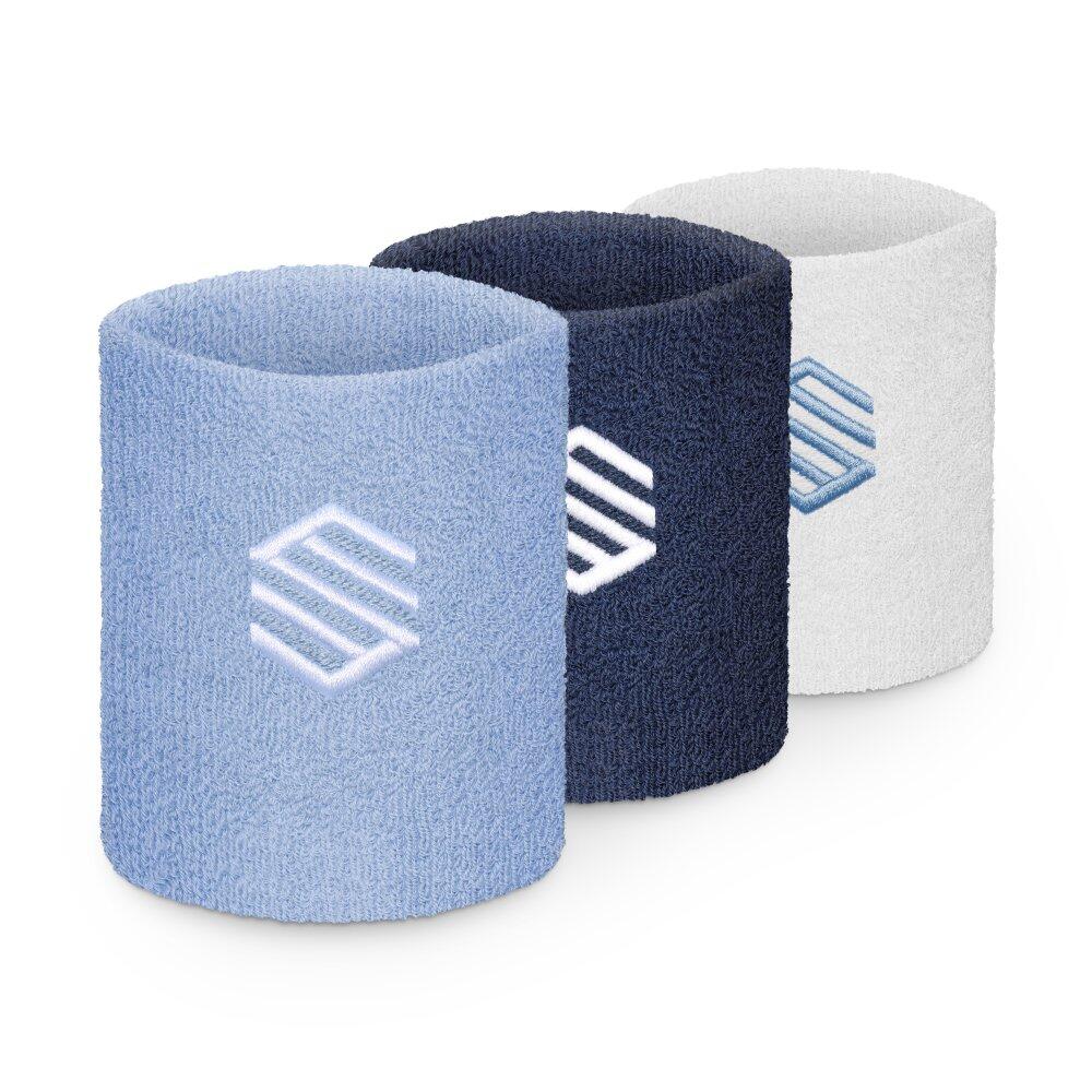 Sportowe tenisowe opaski na nadgarstek trójpak Siroko Inner Blues